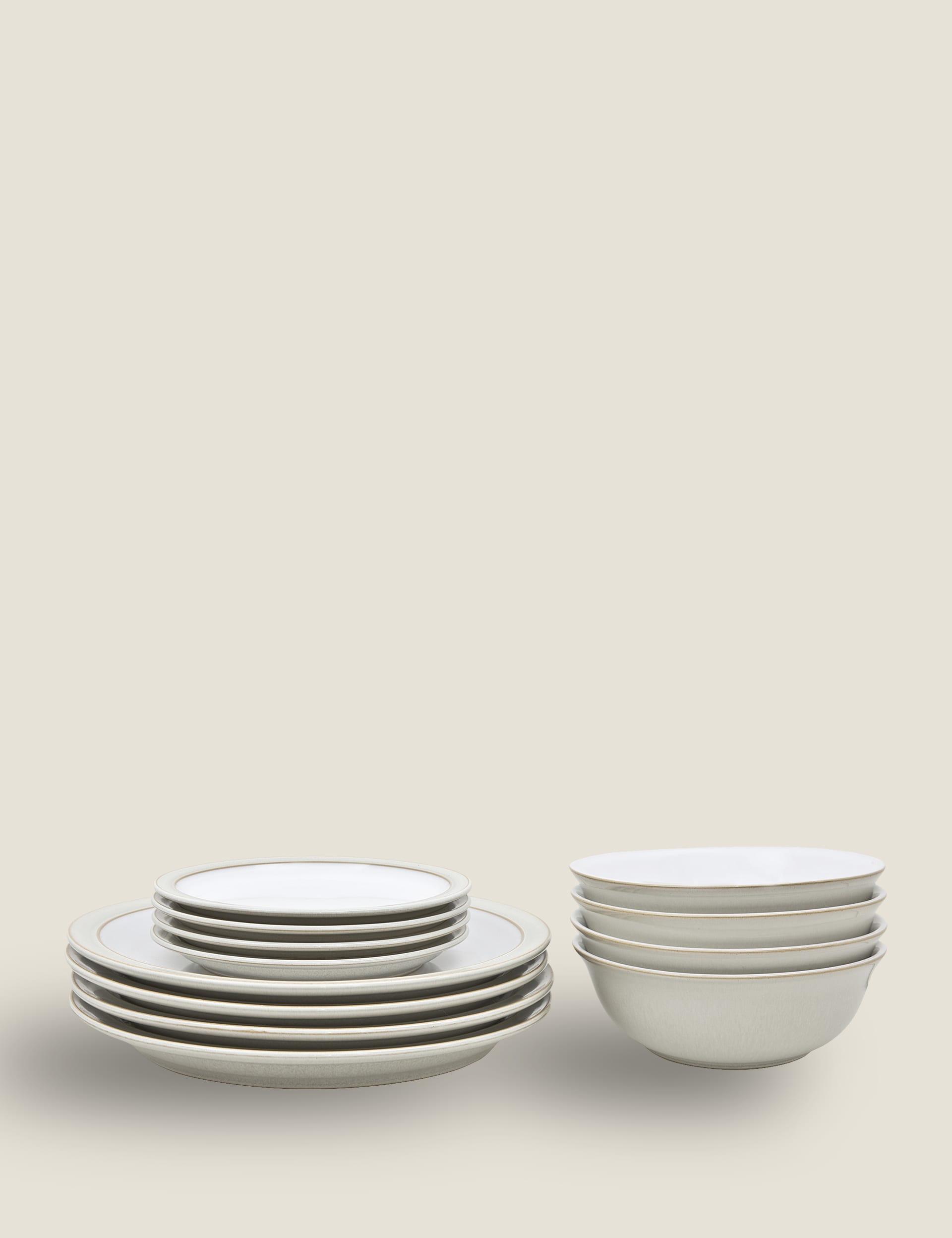 Denby 12 Piece Linen Dinner Set - Cream, Cream