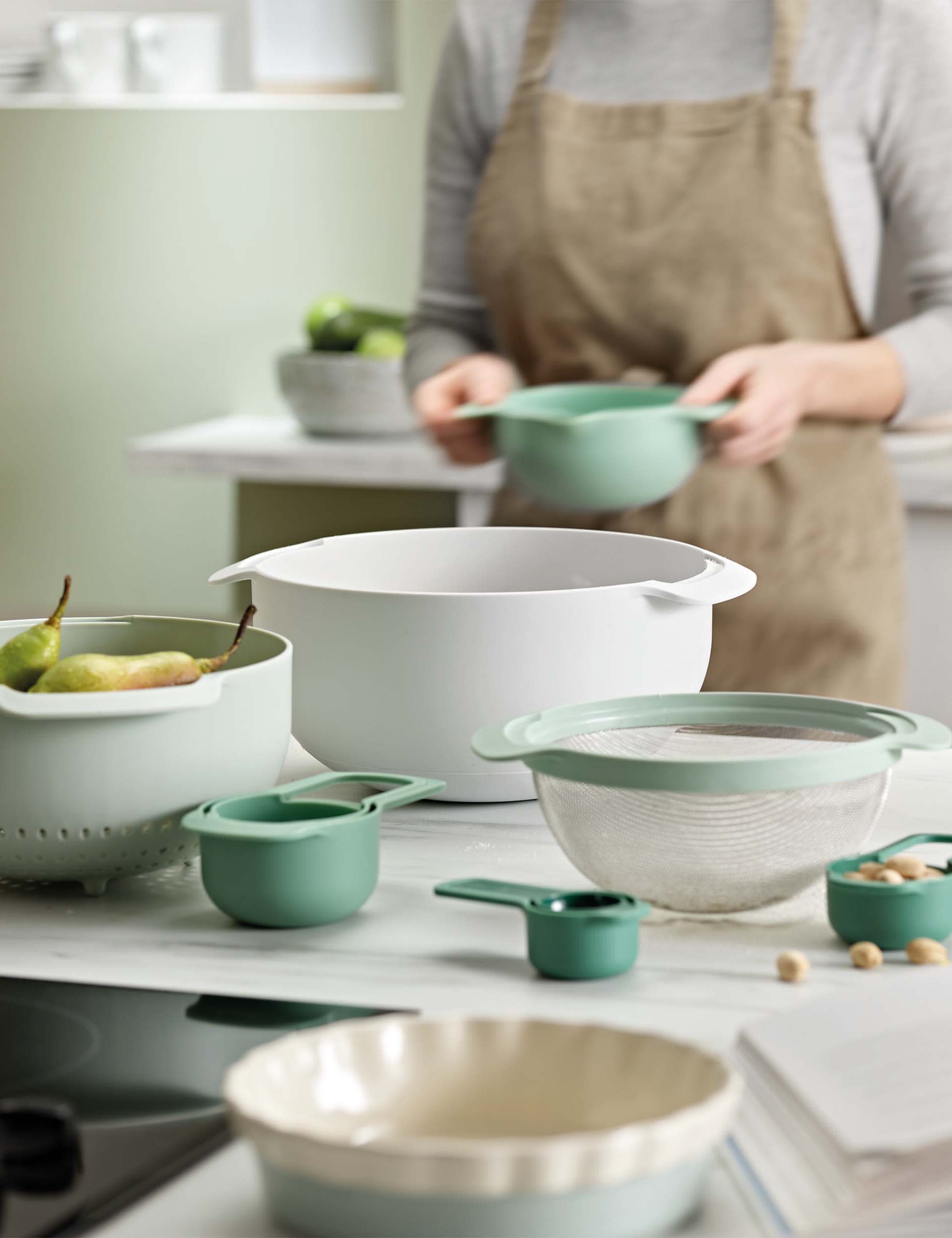 Joseph Joseph 9 Piece Nest Plus Bowl Set - Sage Green, Sage Green