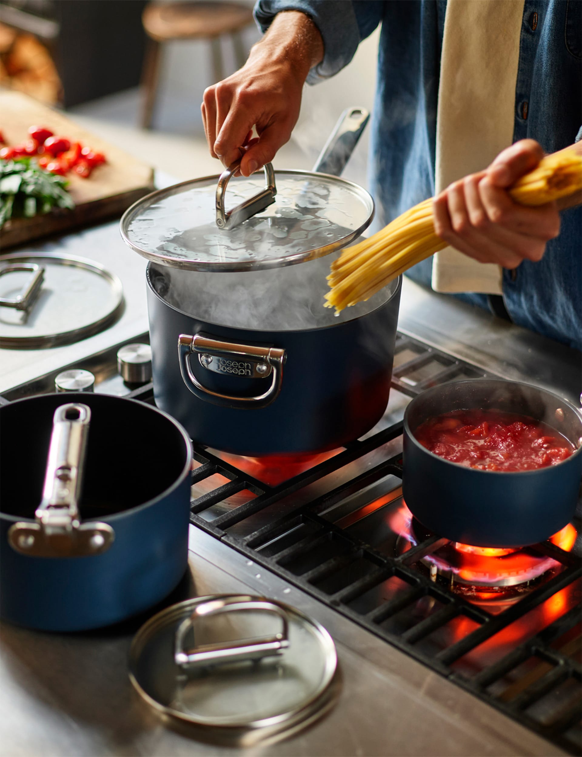 Joseph Joseph Space Ceramic 23cm Non-Stick Saucepan - Blue, Blue