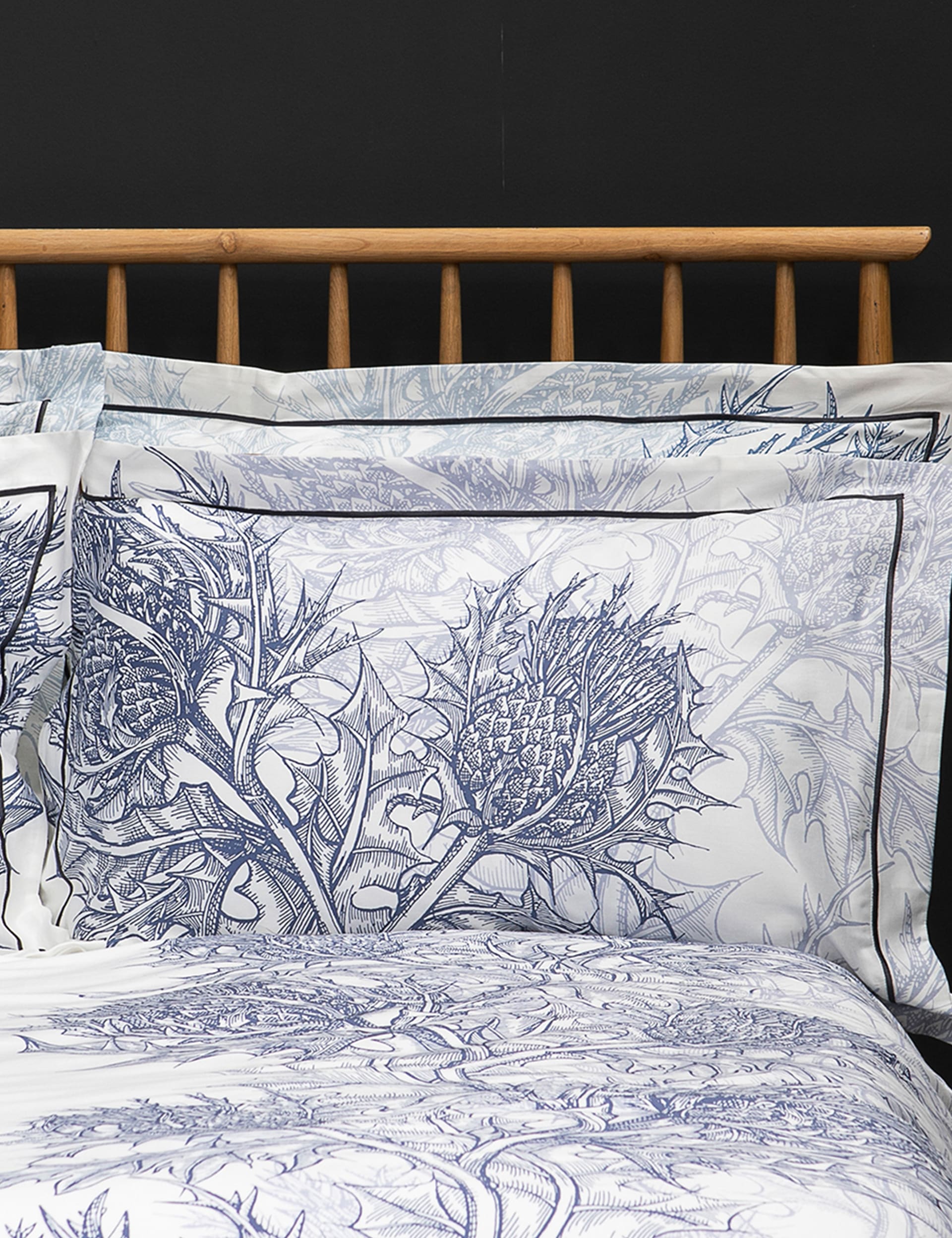 Timorous Beasties Pure Cotton Sateen Thistle Bedding Set - SGL - Azure Blue, Azure Blue