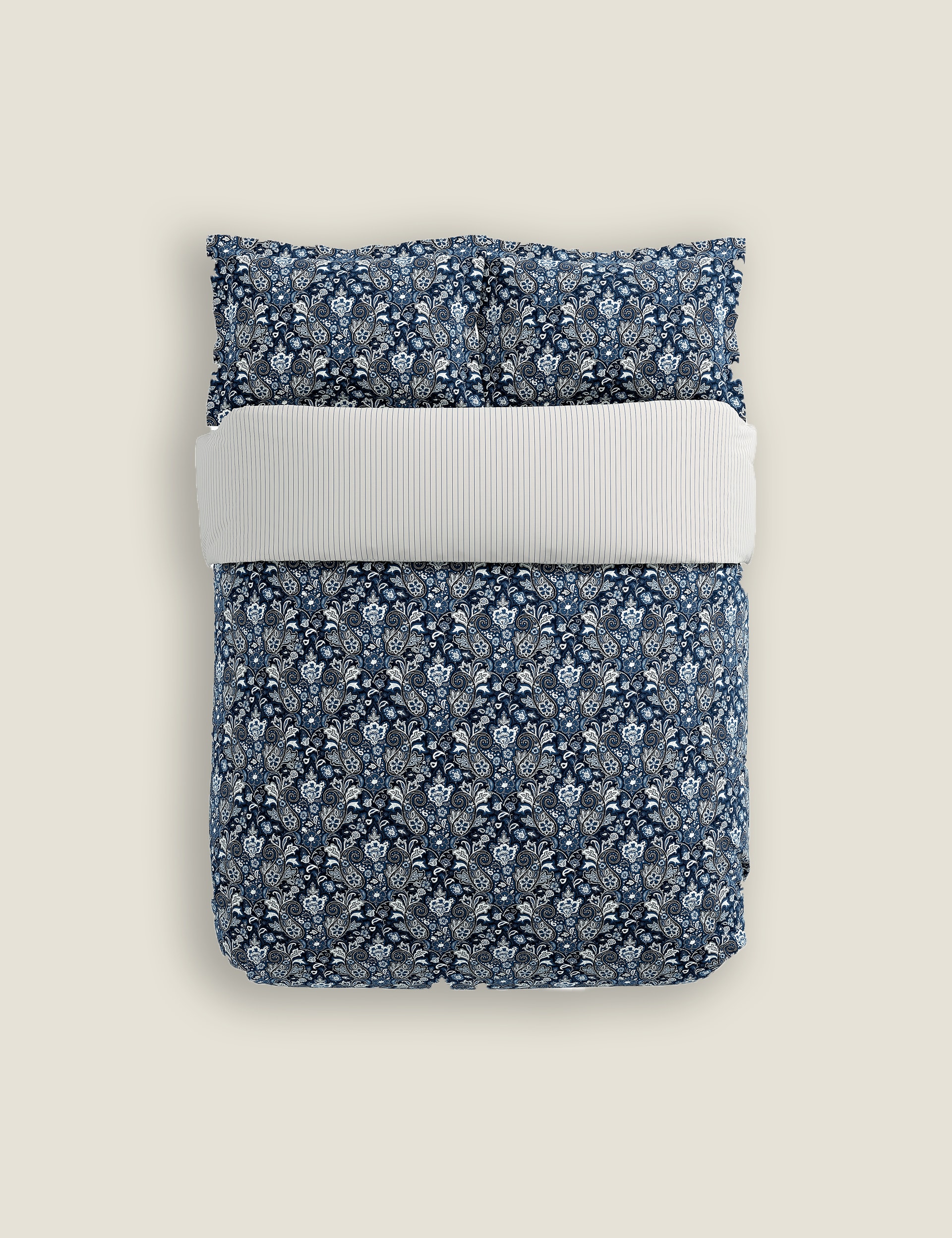 Bedeck Of Belfast Pure Cotton Yara Bedding Set - SGL - Navy, Navy