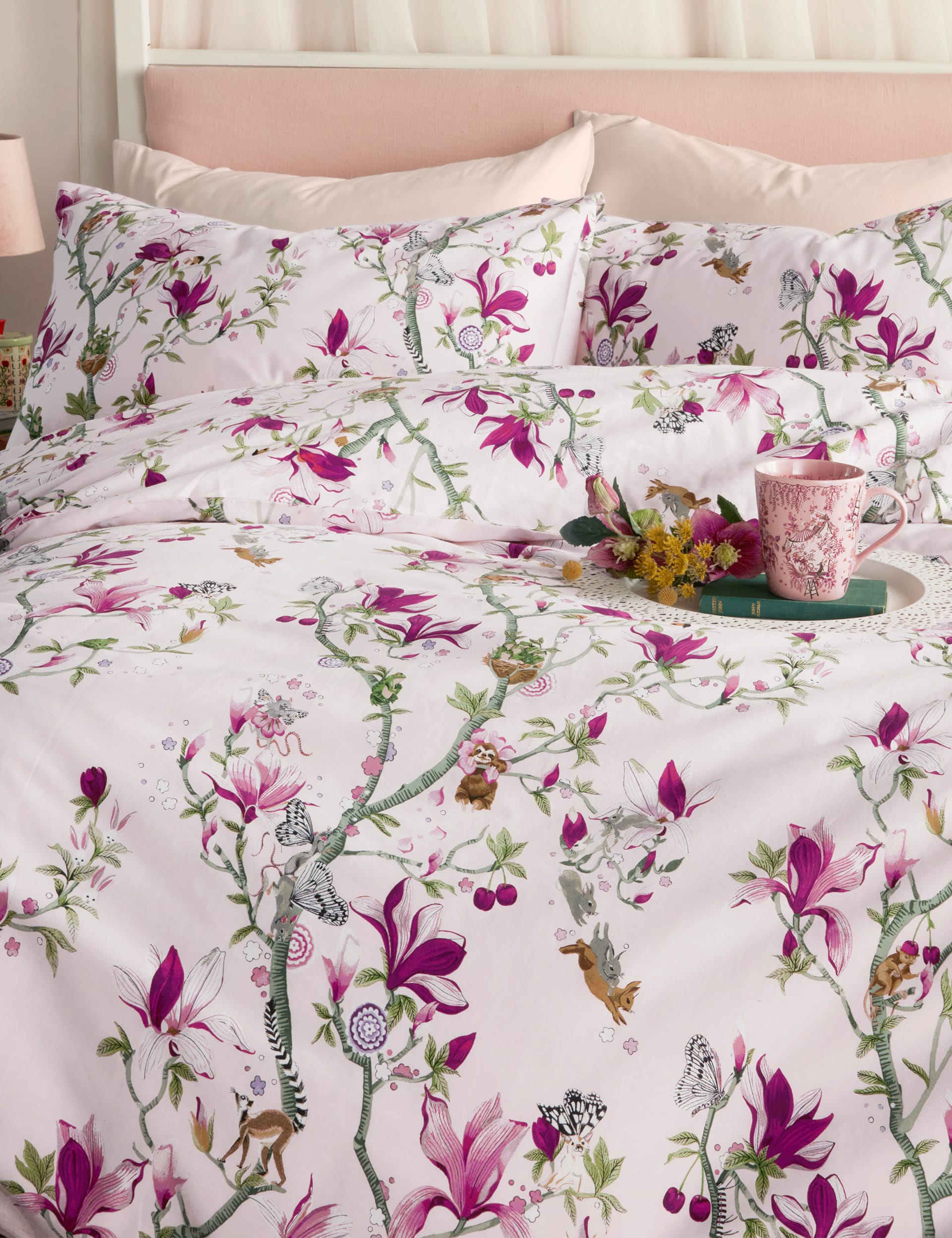 Cath Kidston Pure Cotton Story Tree Bedding Set - SGL - Pink, Pink