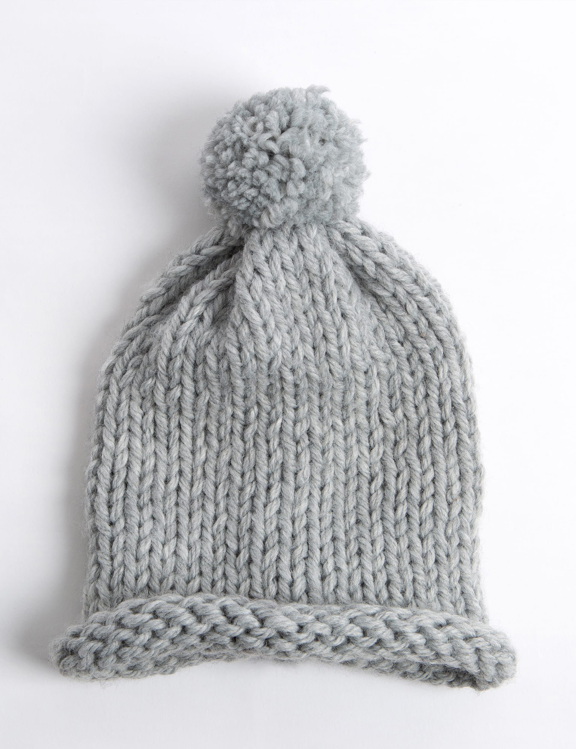 Wool Couture Pom Pom Hat Knitting Kit - Grey, Grey