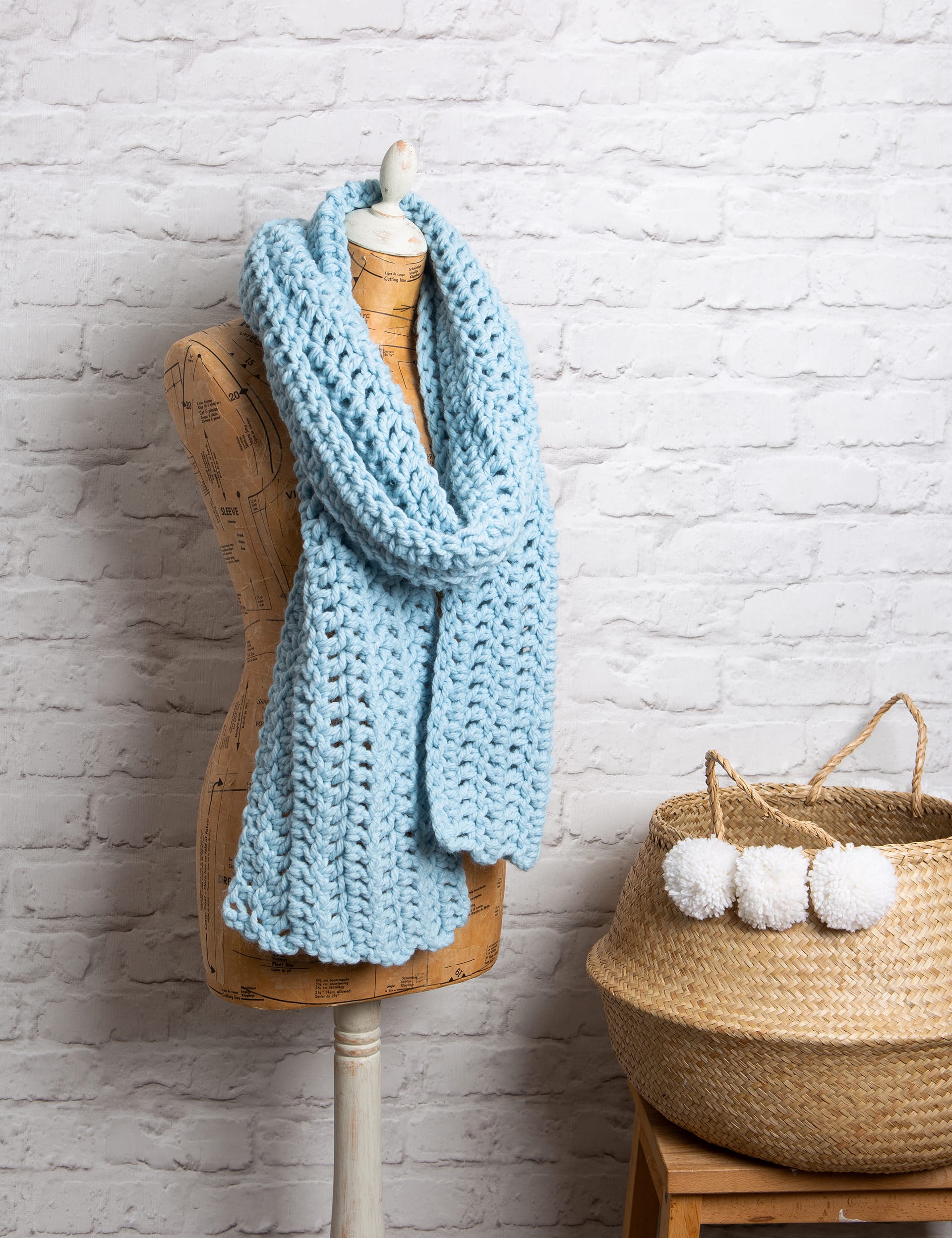 Wool Couture Scarf Crochet Kit - Blue, Blue