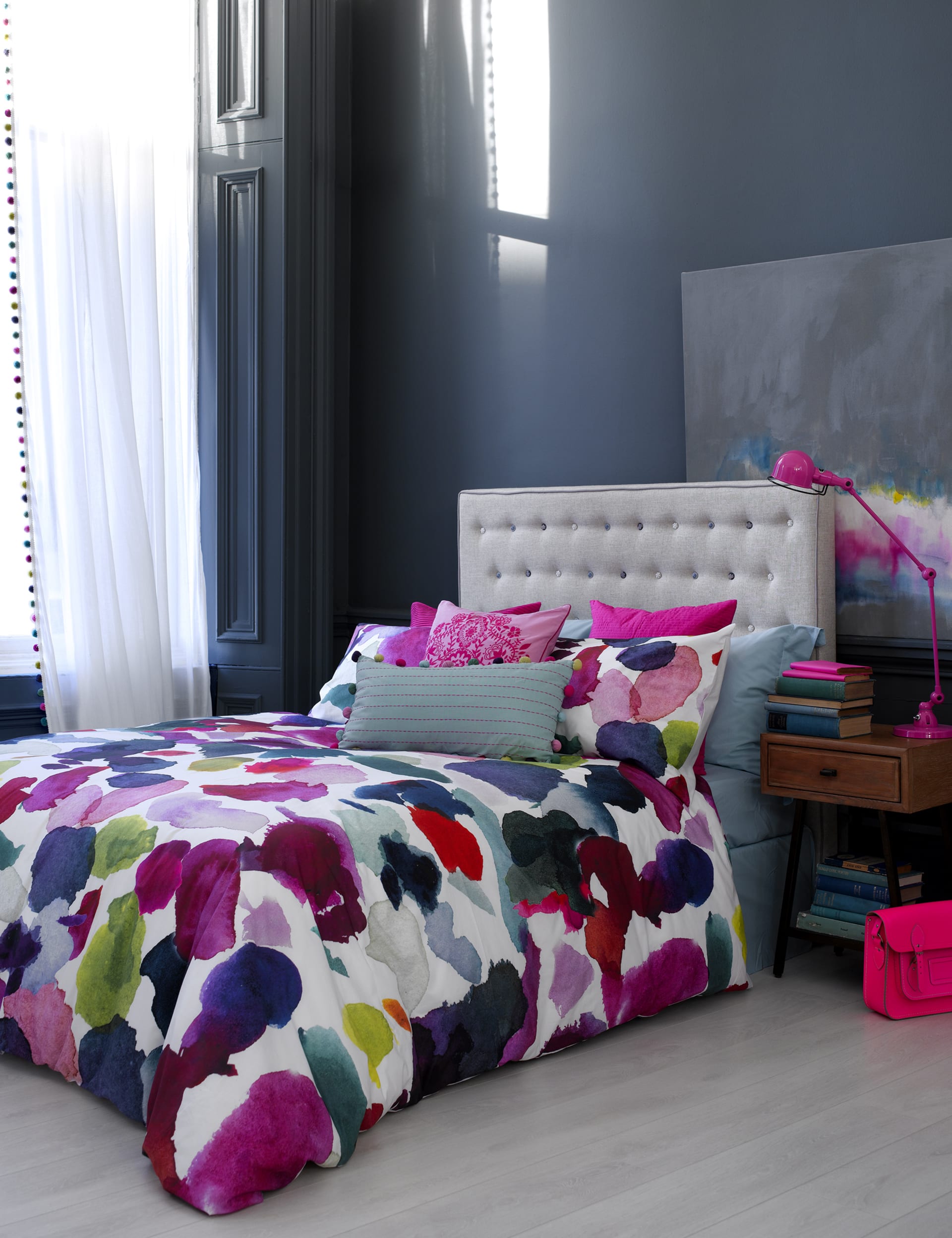 Bluebellgray Sateen Abstract Bedding Set - DBL - Multi, Multi