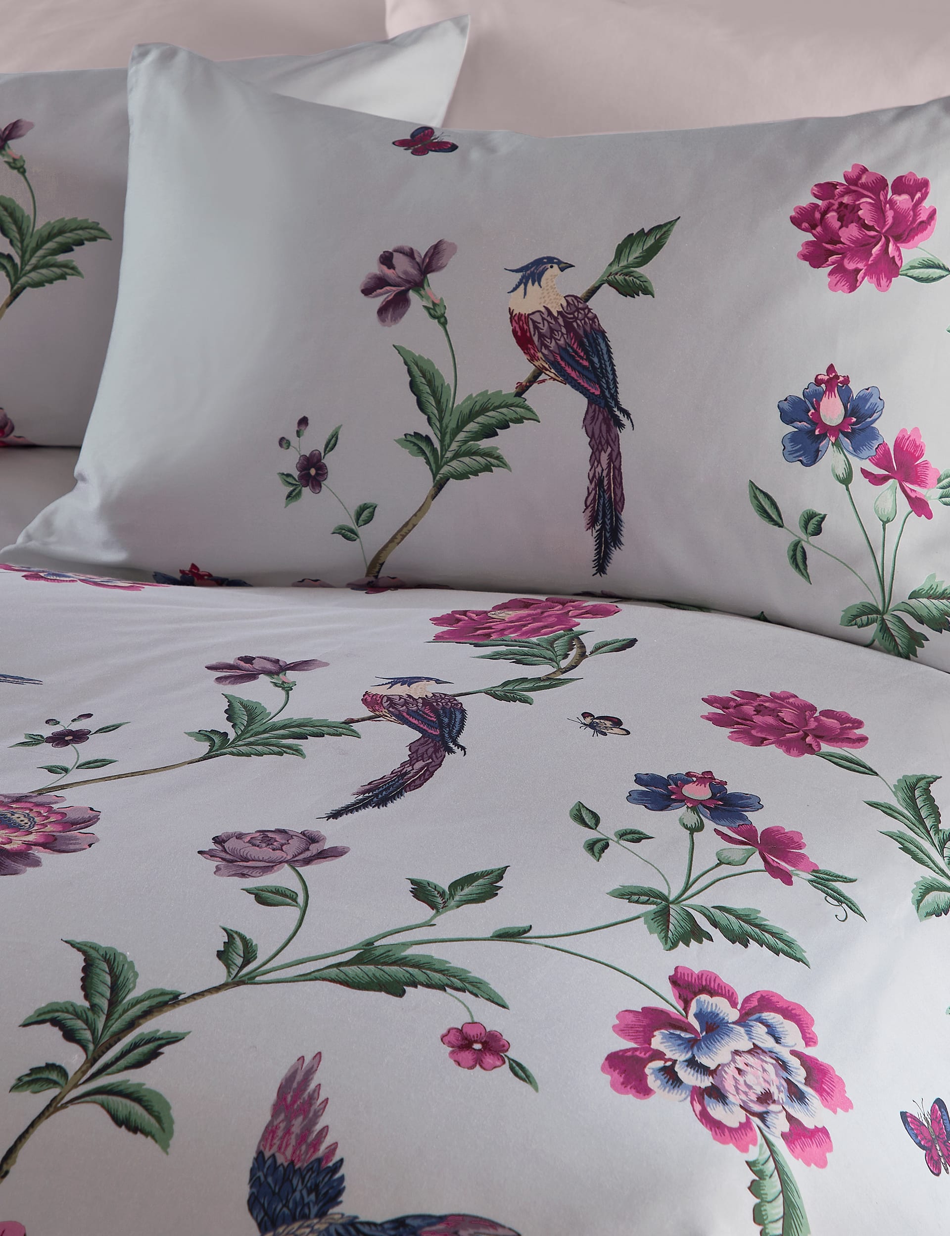 Laura Ashley Pure Cotton Sateen Elveden Bedding Set - 5FT - Berry, Berry