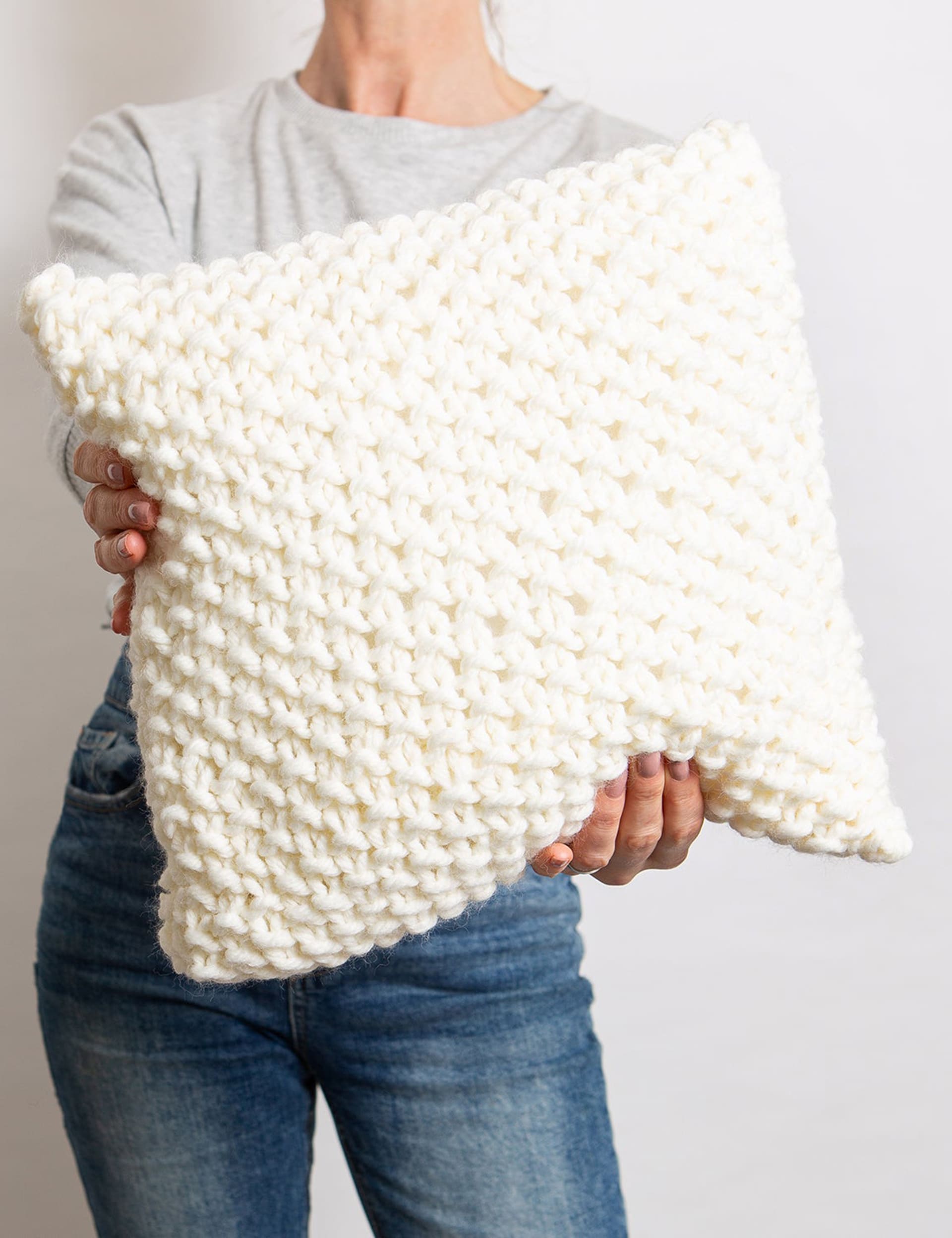 Wool Couture Cushion Cover Knitting Kit - Cream, Cream