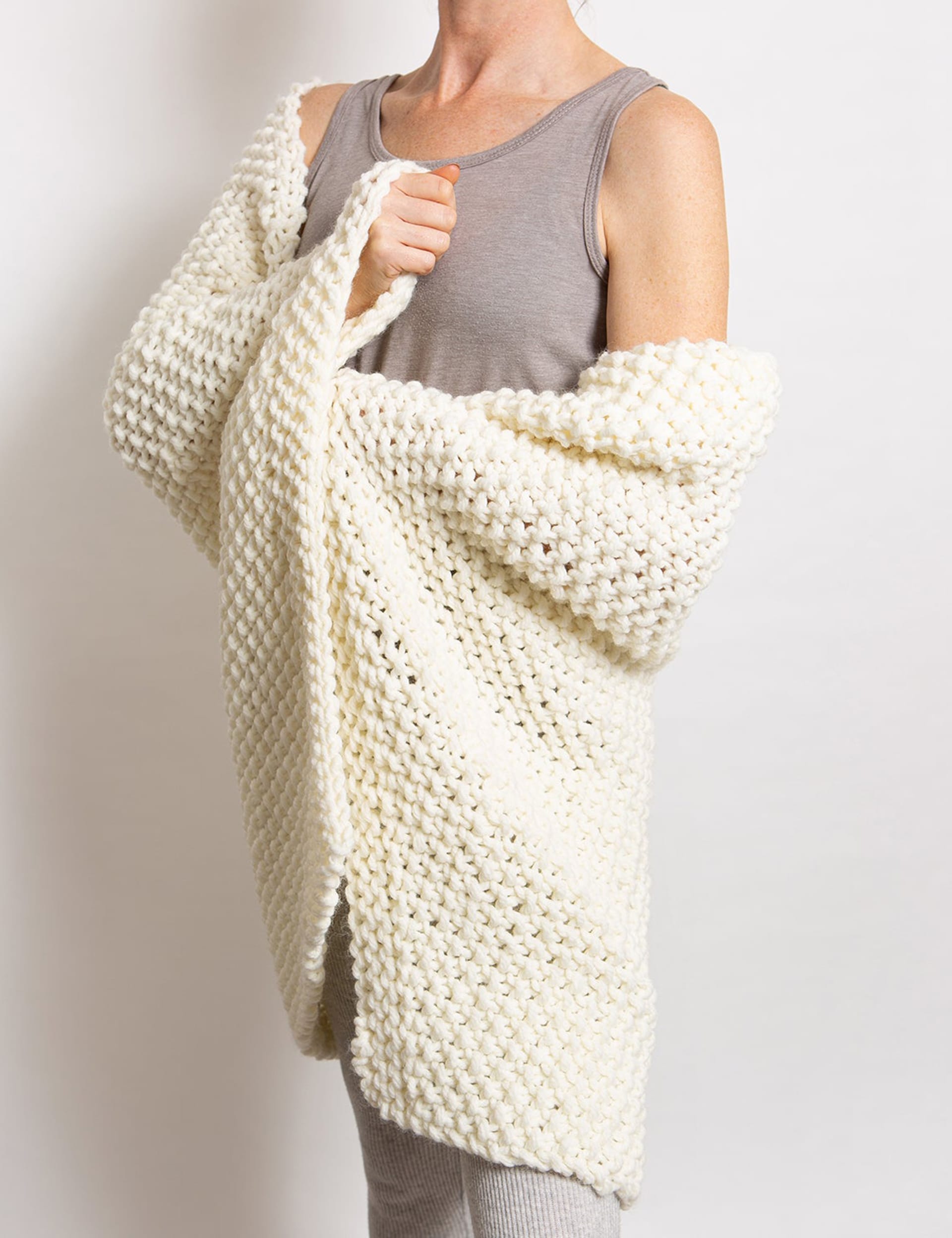 Wool Couture Moss Stitch Blanket Knitting Kit - Cream, Cream