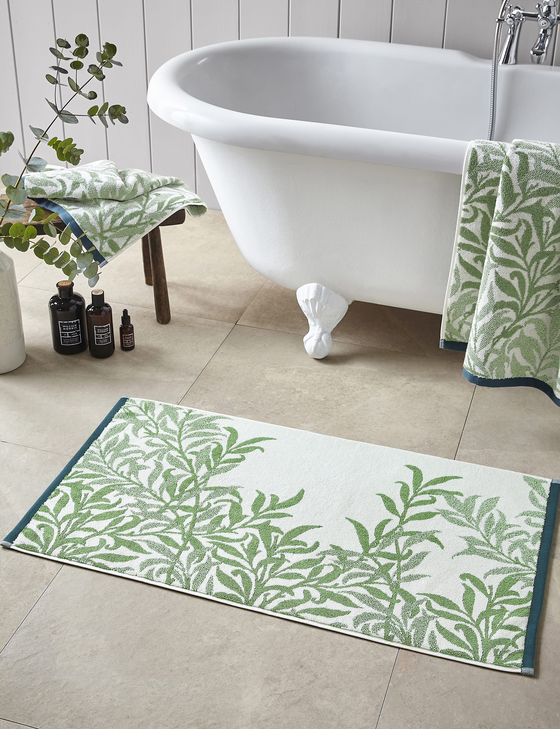 William Morris At Home Pure Cotton Willow Bough Bath Mat - Sage, Sage