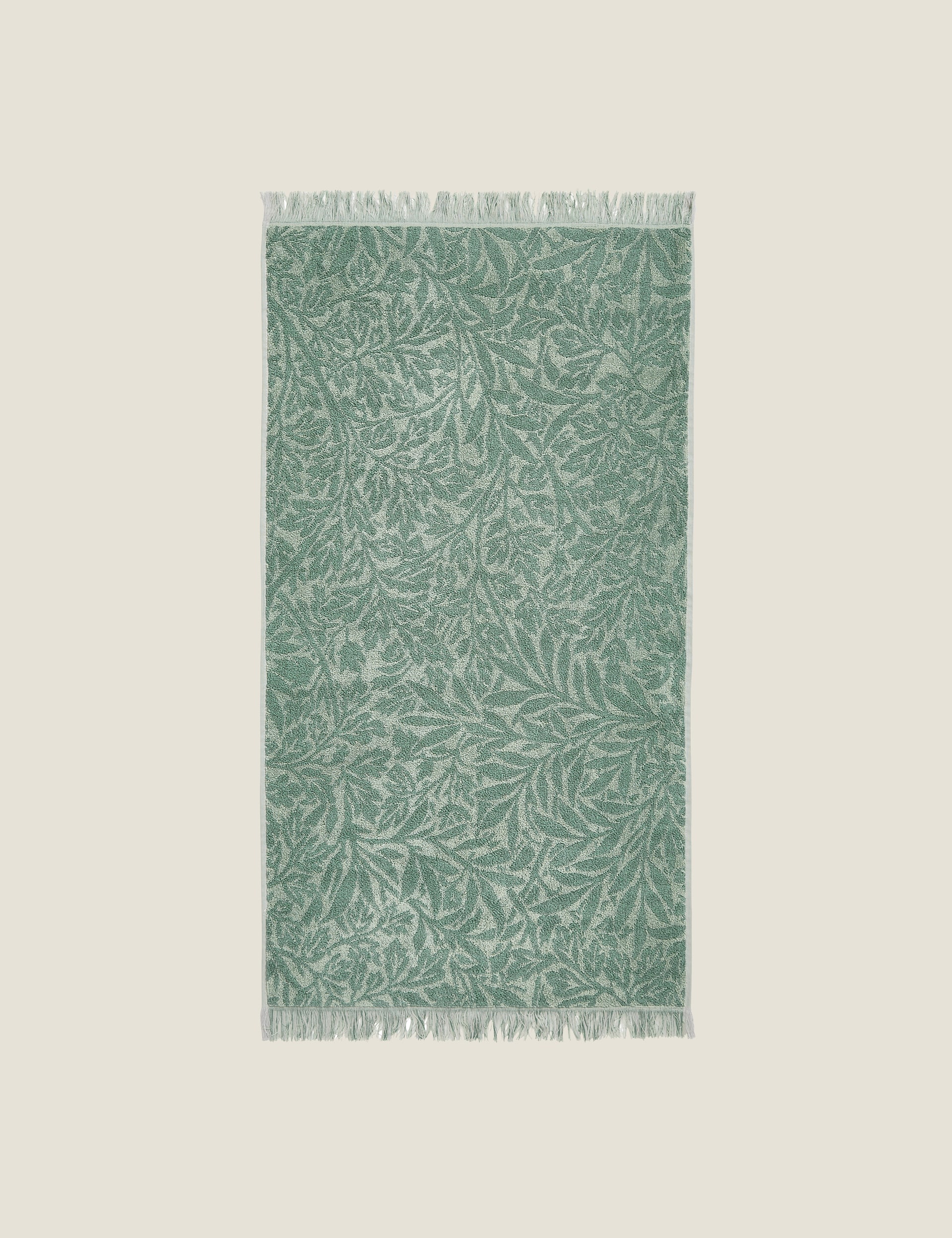 William Morris At Home Pure Cotton Foliage Towel - BATH - Sage, Sage