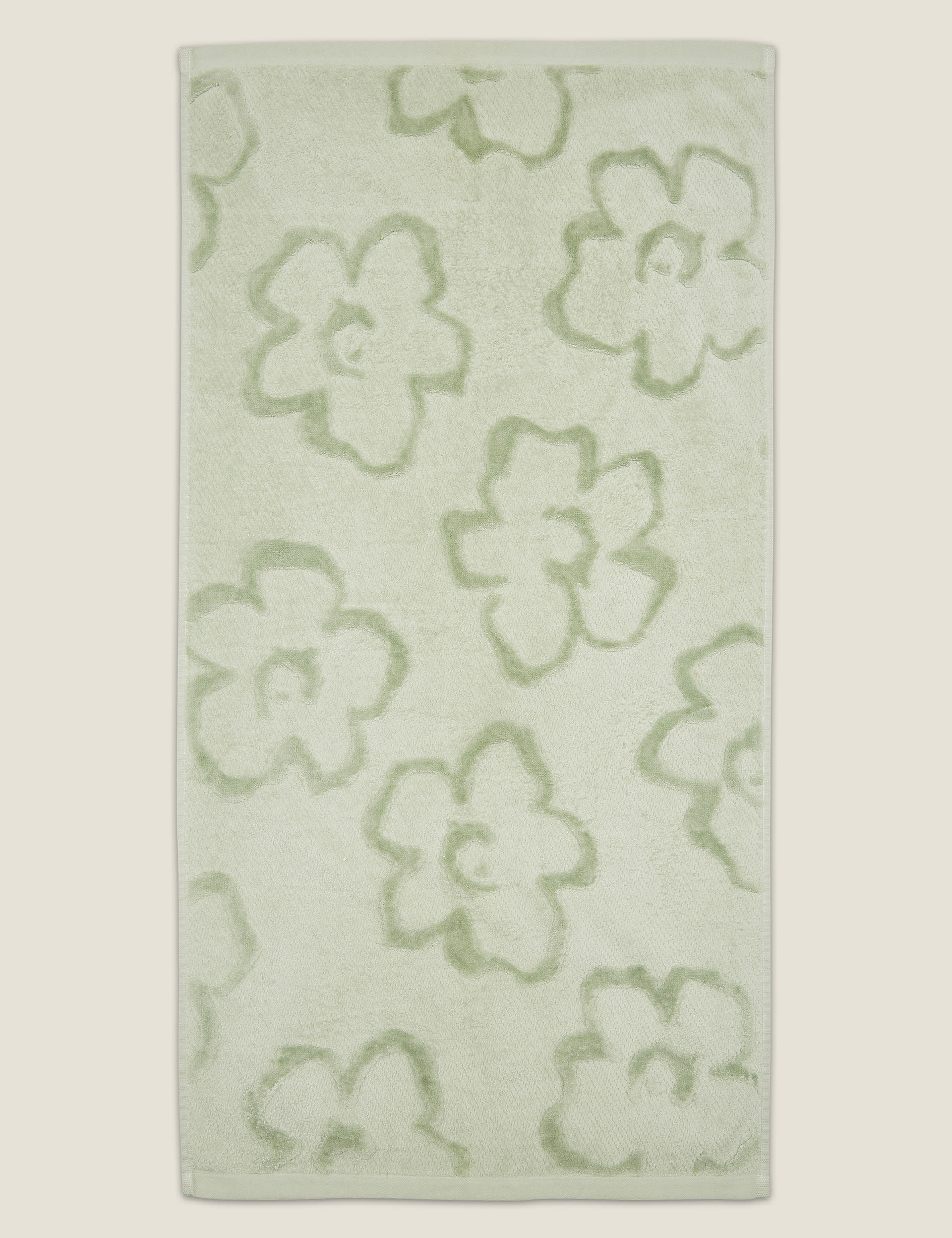 Ted Baker Pure Cotton Magnolia Textured Towel - EXL - Sage, Sage,White