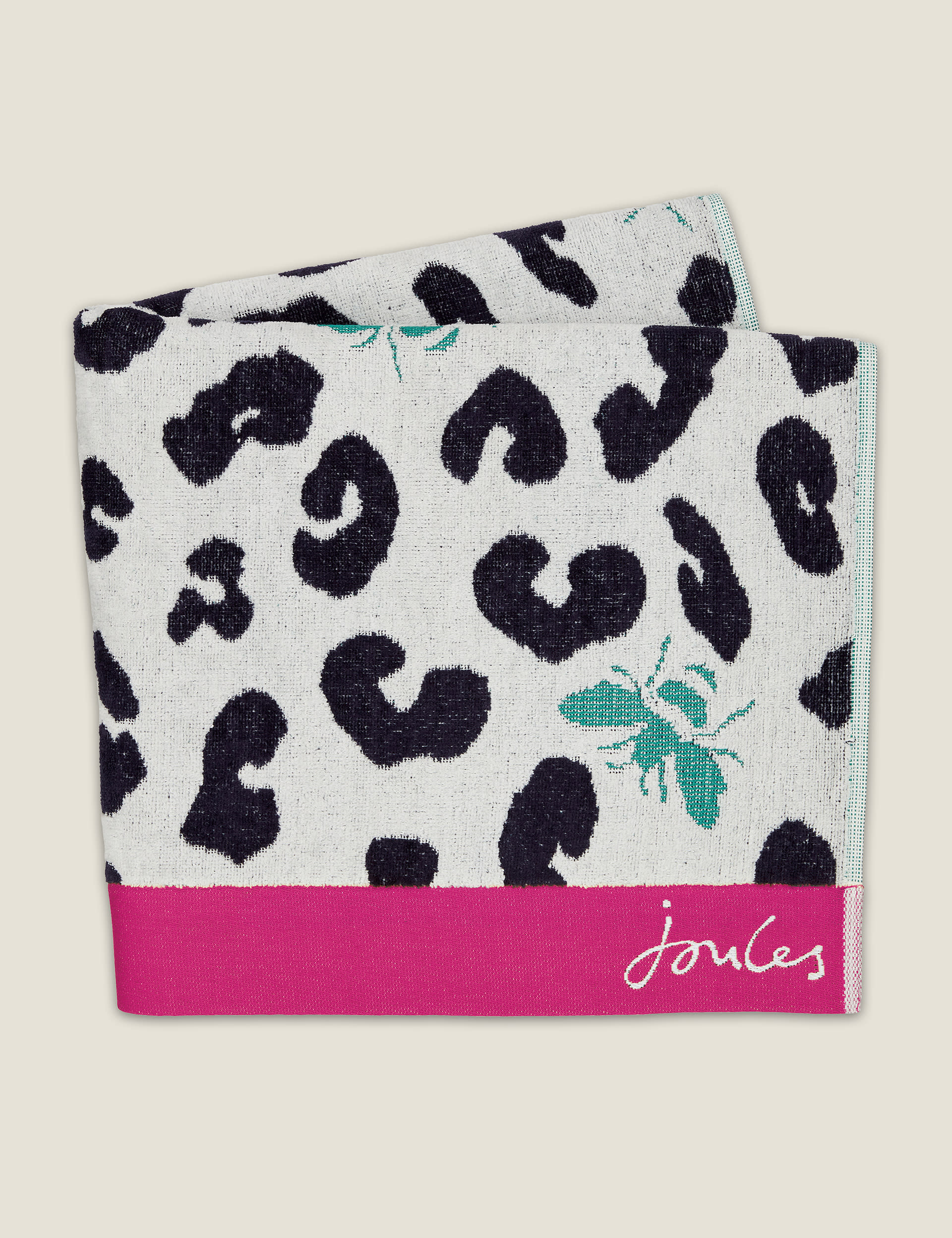 Joules Pure Cotton Leopard Bee Towel - EXL - Multi, Multi