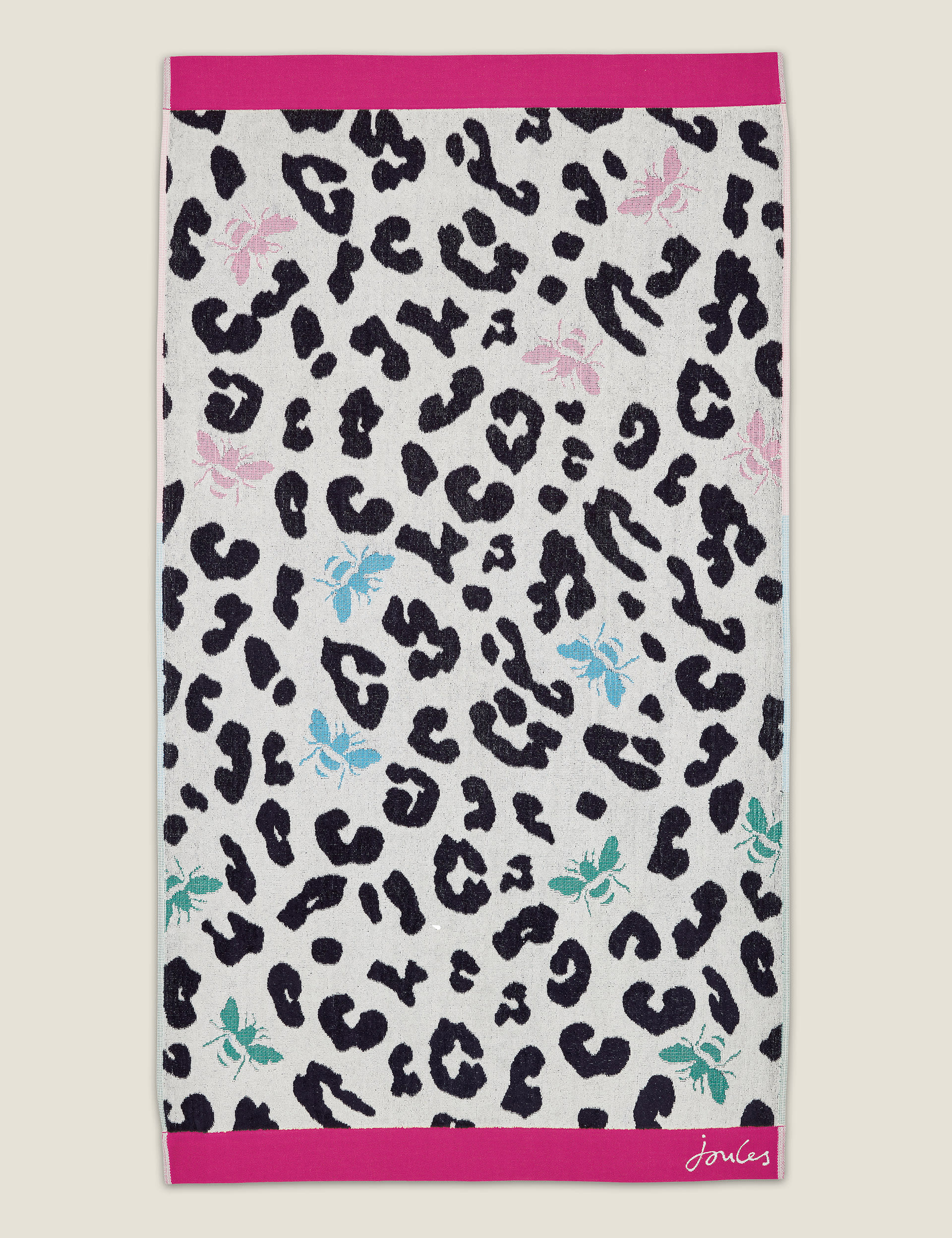 Joules Pure Cotton Leopard Bee Towel - BATH - Multi, Multi