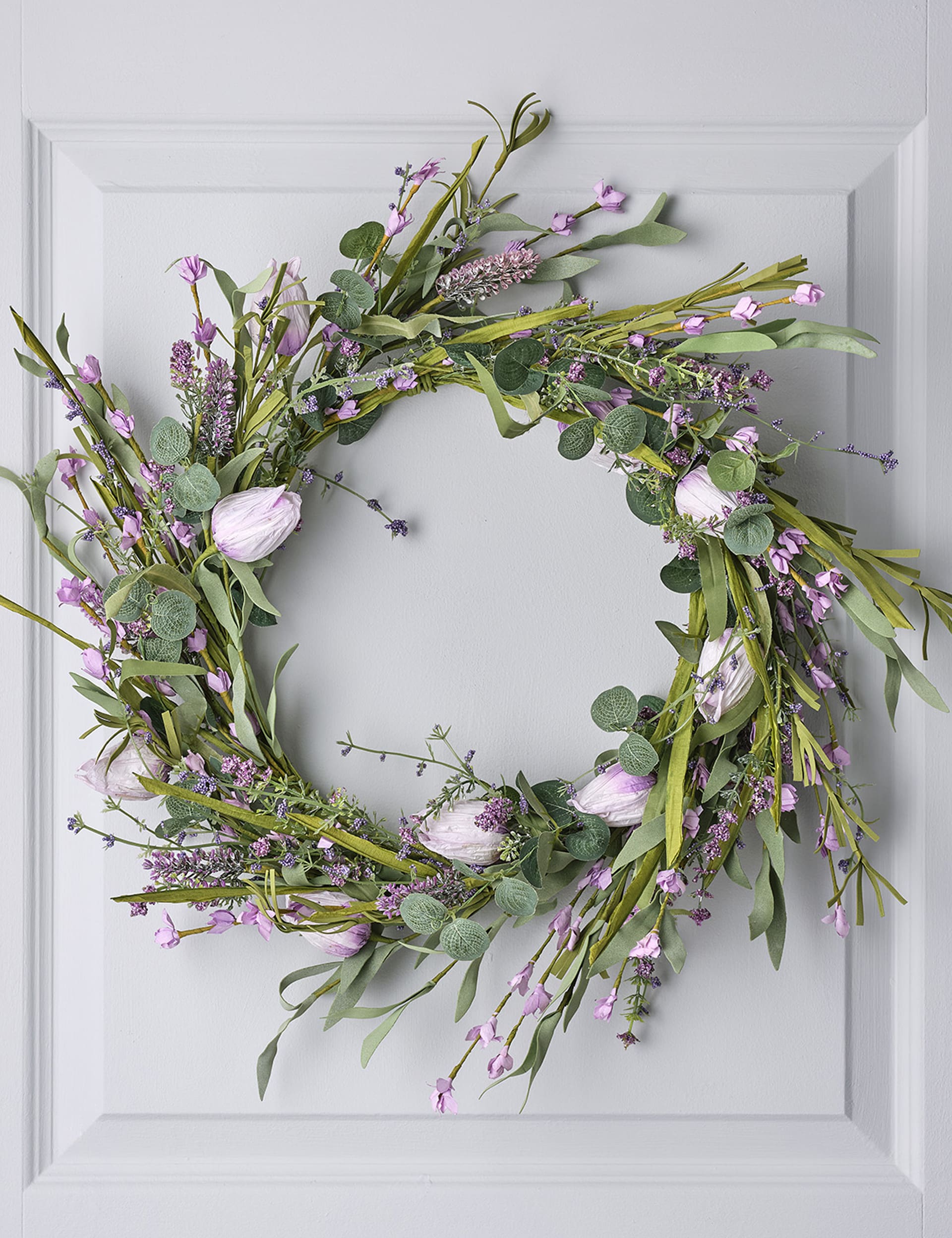 Lights4Fun Lavender & Tulip Wreath - Multi, Multi