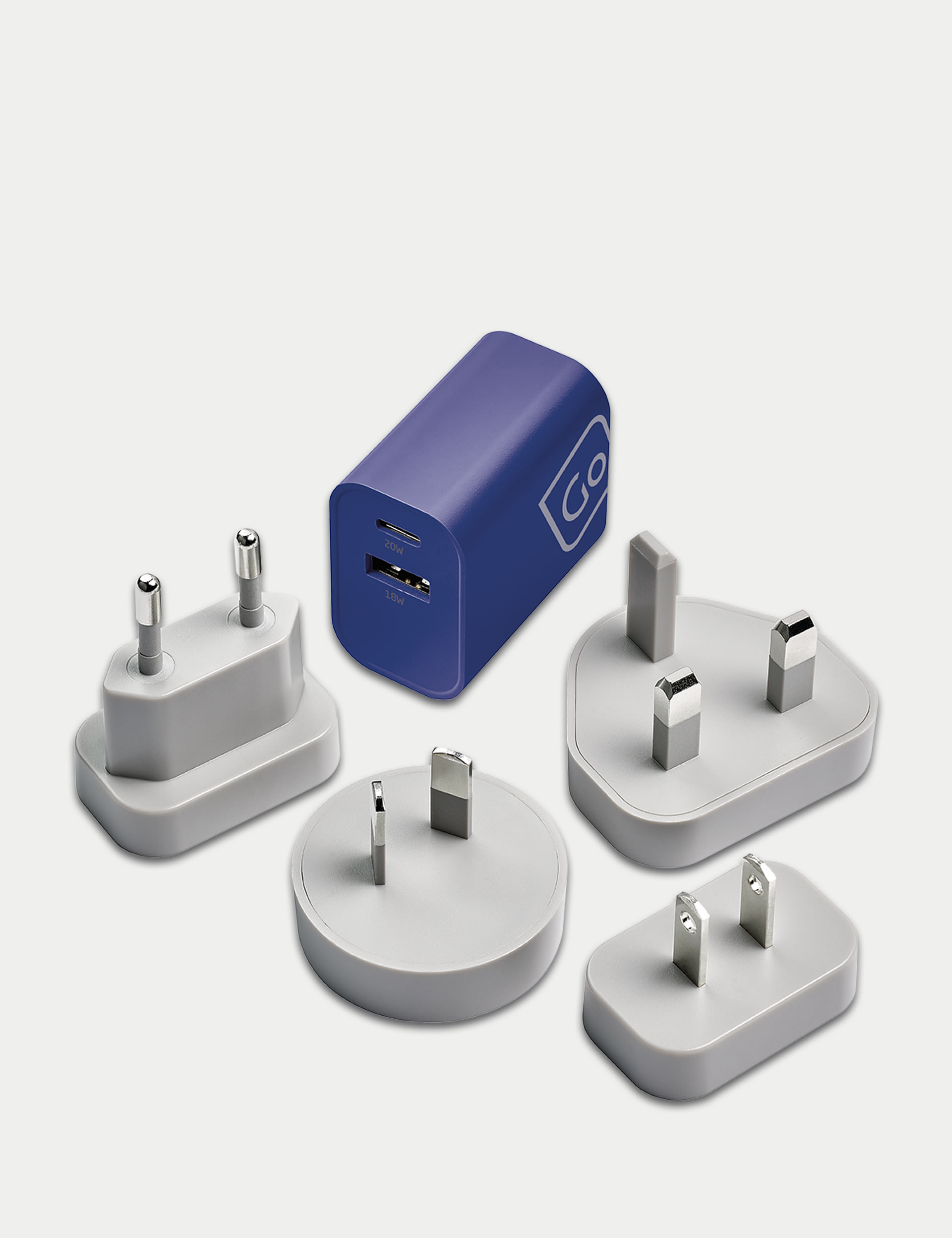 Go Travel Worldwide USB A & C Charger - Blue, Blue