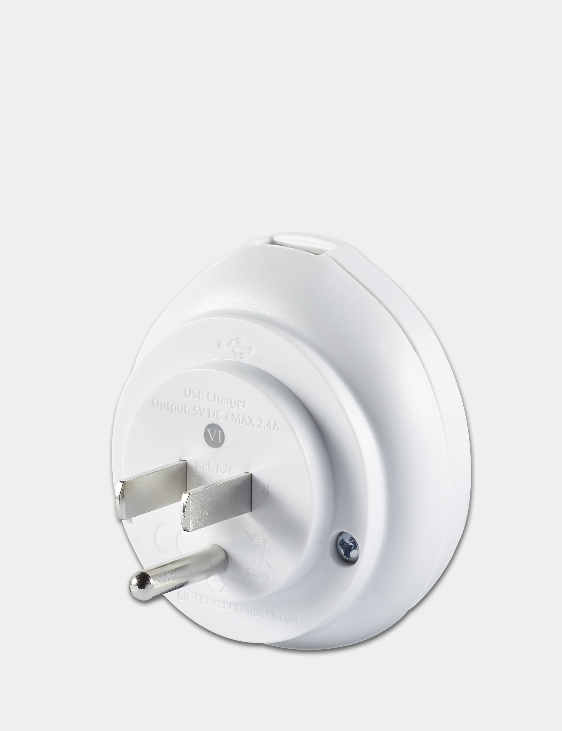 Go Travel UK-USA Travel Adaptor with USB - White, White