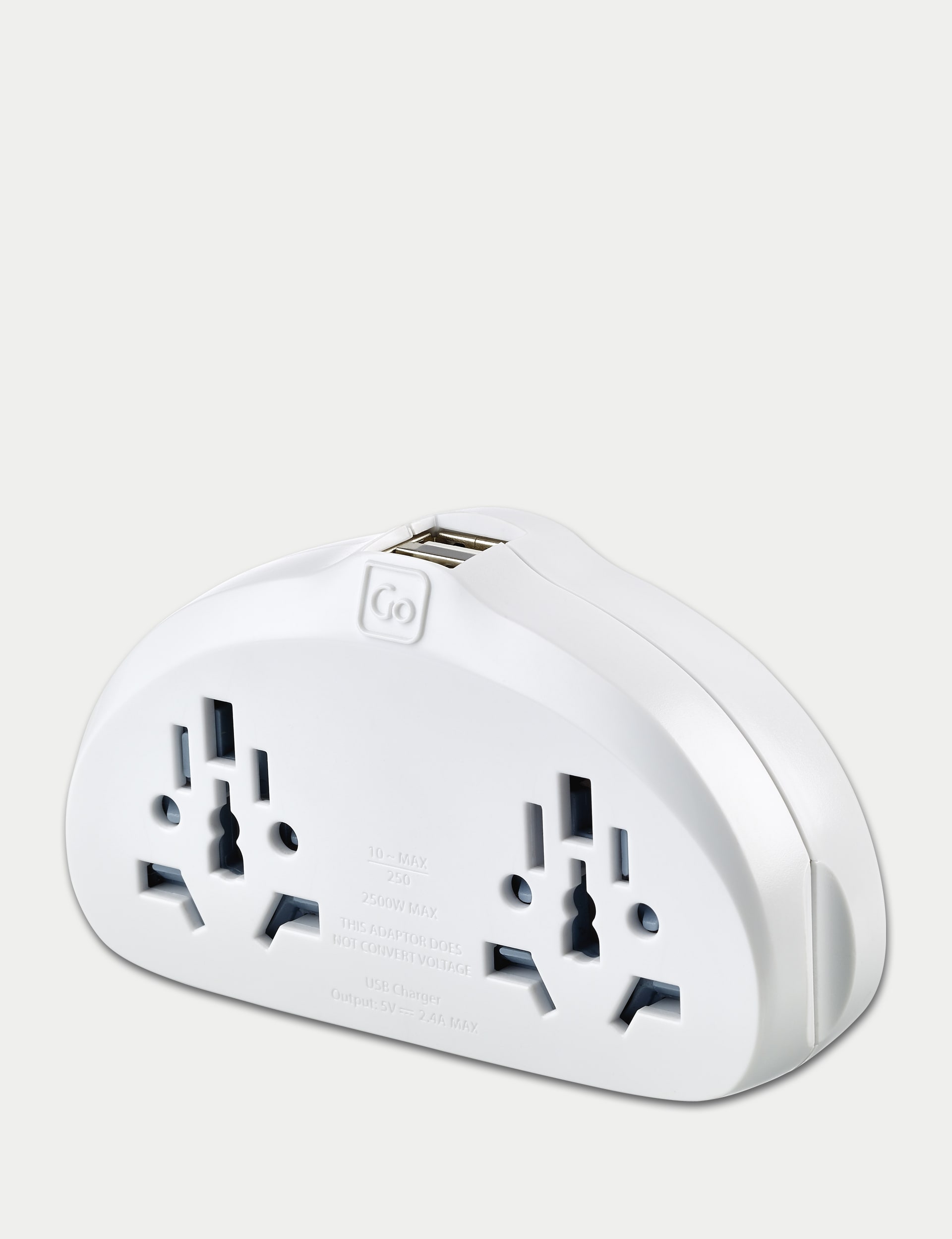 Go Travel World-EU Travel Adaptor with USB - White, White