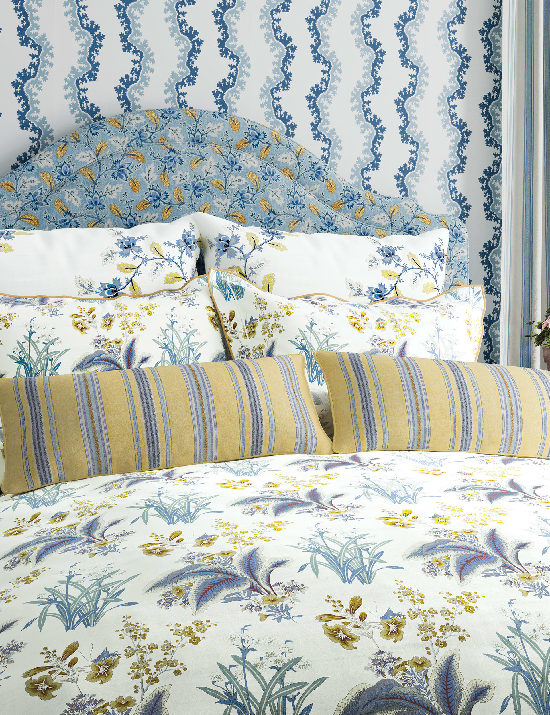 Sanderson X National Trust Pure Cotton Sateen Enys Garden Bedding Set - DBL - Indigo, Indigo