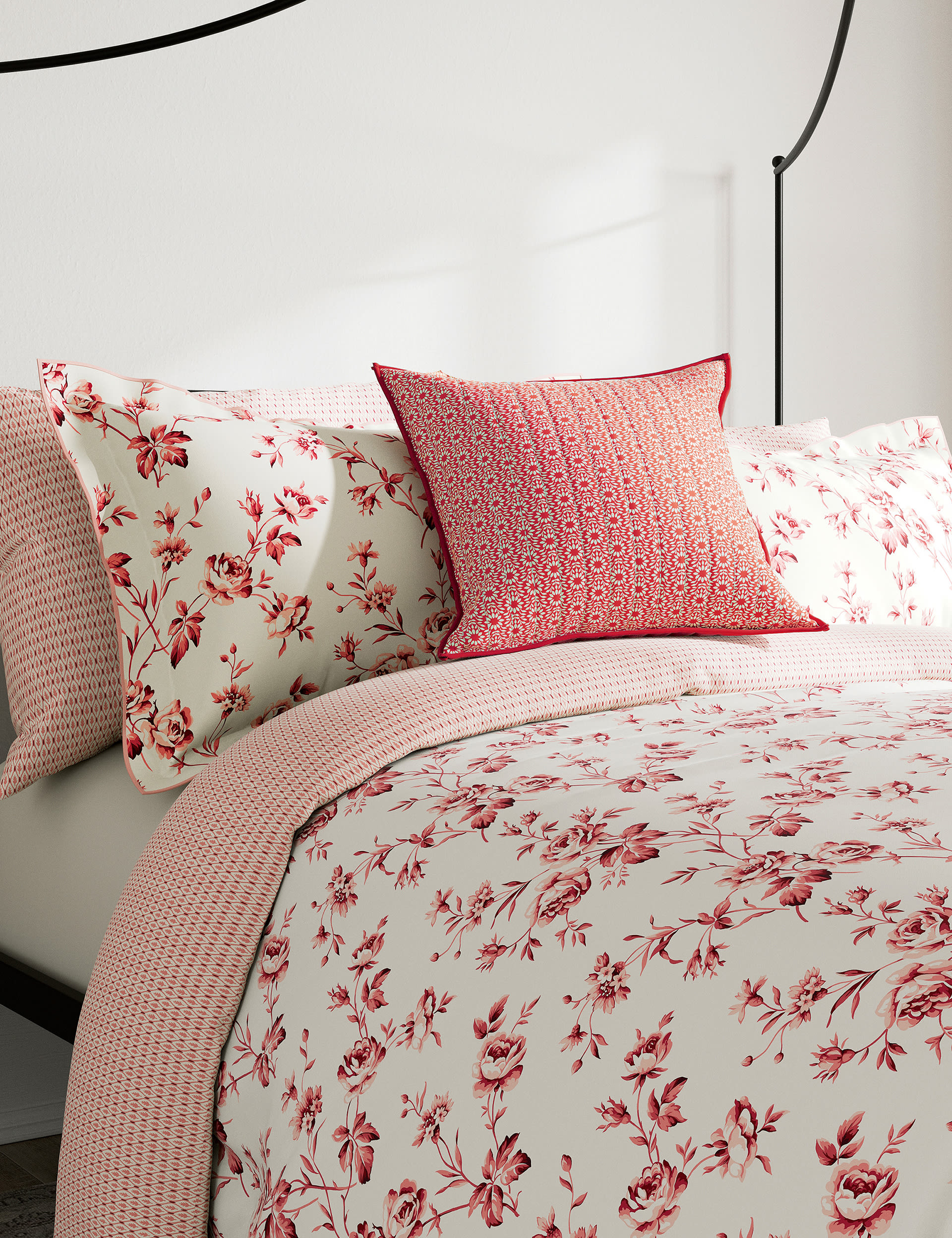 V&A Pure Cotton Garden Rose Bedding Set - SGL - Pink, Pink