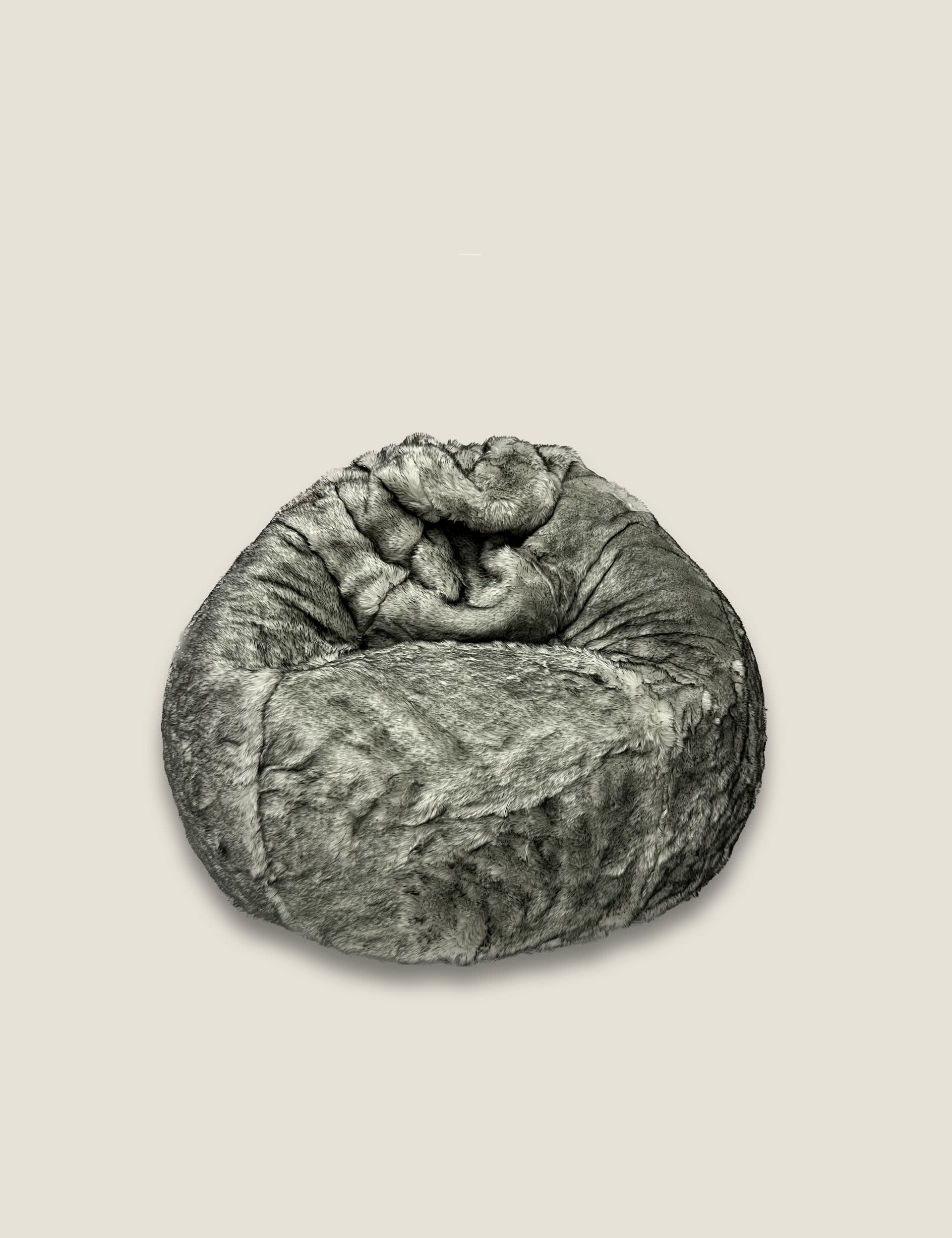 Kaikoo Faux Fur Pouffe - Grey, Grey