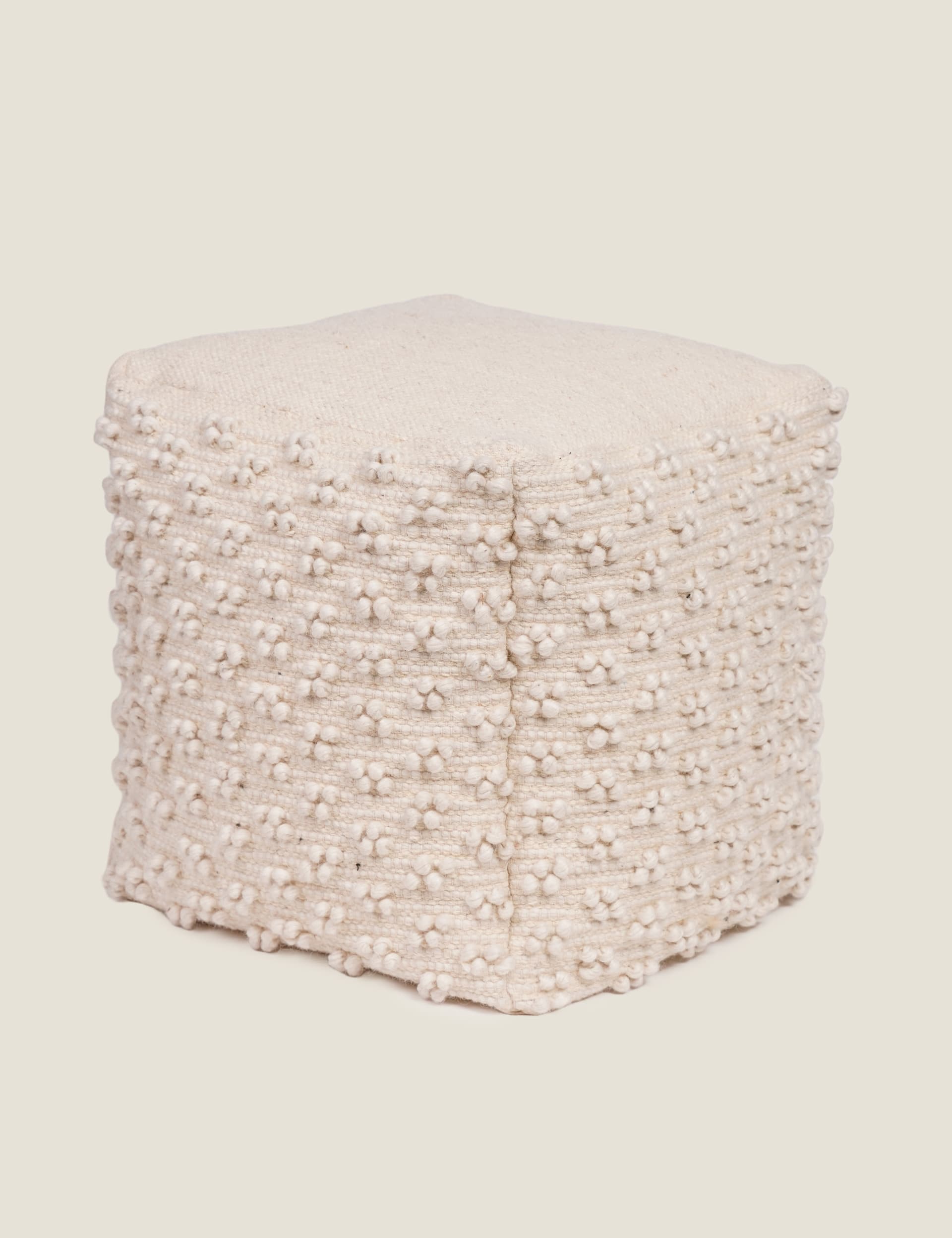 Kaikoo Textured Pouffe - Cream, Cream