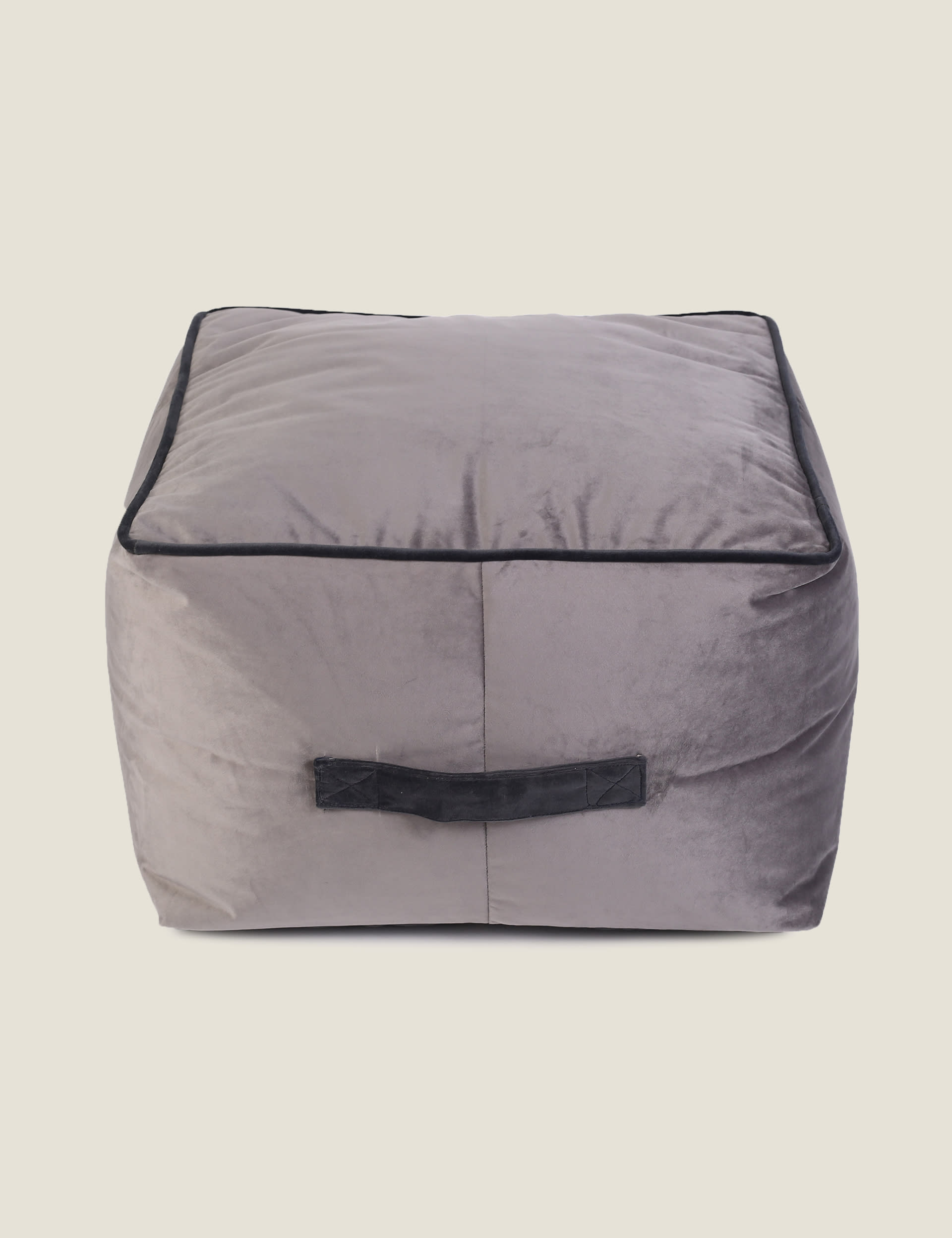 Kaikoo Velvet Square Pouffe - Grey, Grey