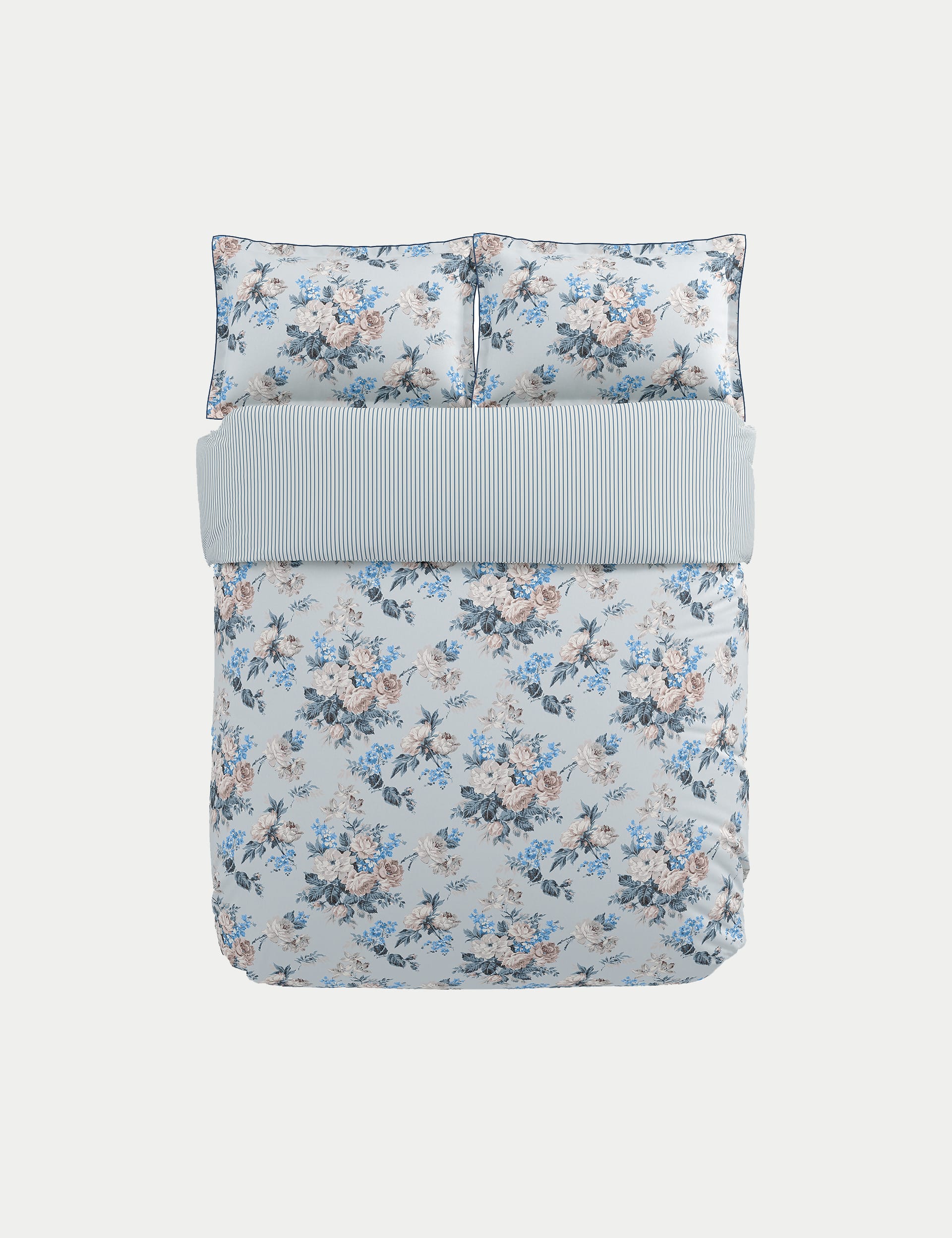 Bedeck Pure Cotton Floral Bedding Set - 5FT - Blue Mix, Blue Mix