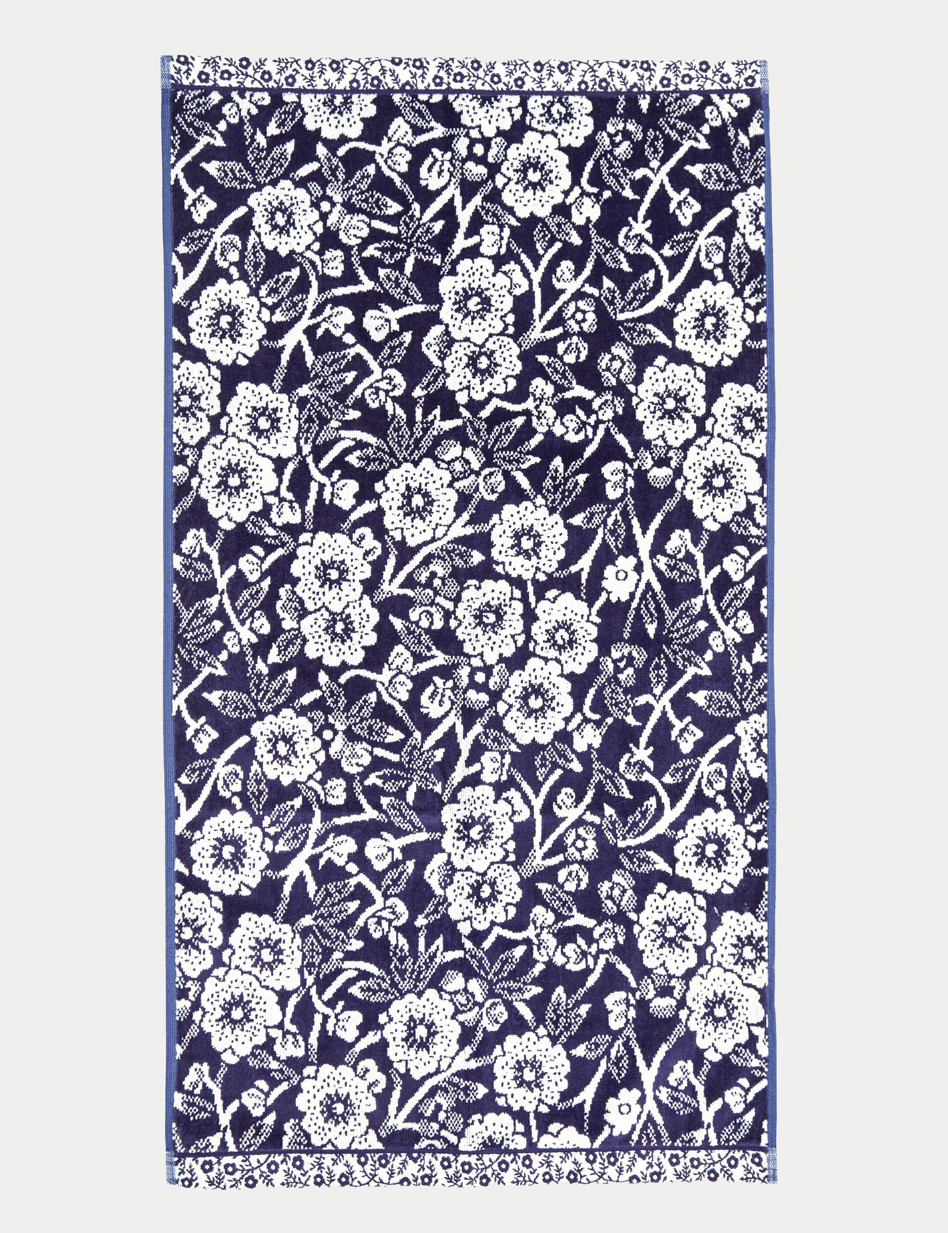 Burleigh X Bedeck Of Belfast Pure Cotton Calico Floral Towel - HAND - Blue, Blue