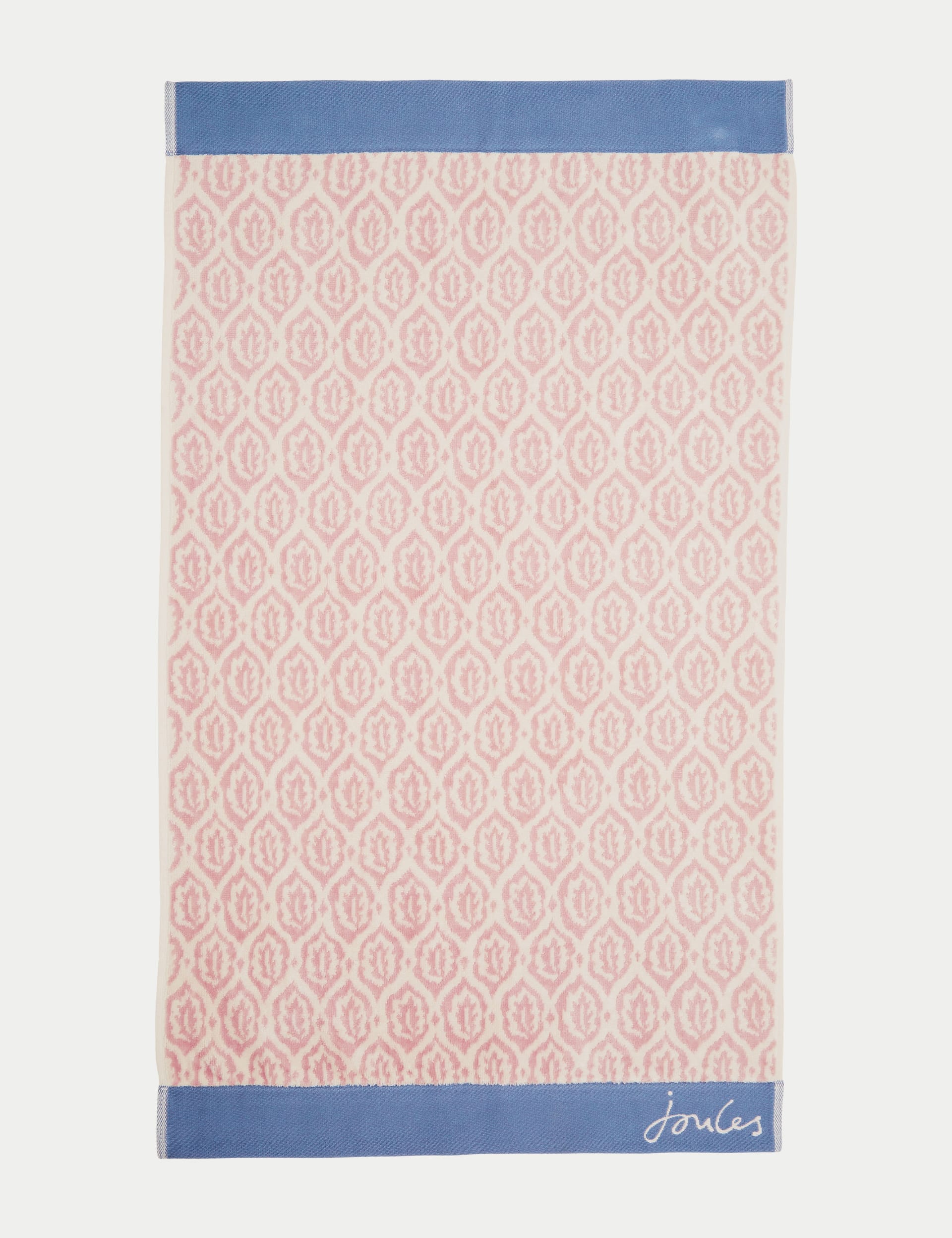 Joules Pure Cotton Leaf Trellis Geometric Towel - BATH - Pink, Pink