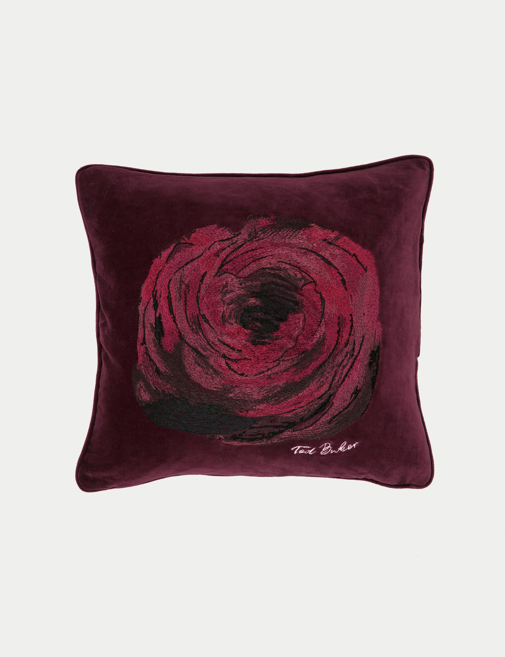 Ted Baker Velvet Expressionist Floral Cushion - Red Mix, Red Mix