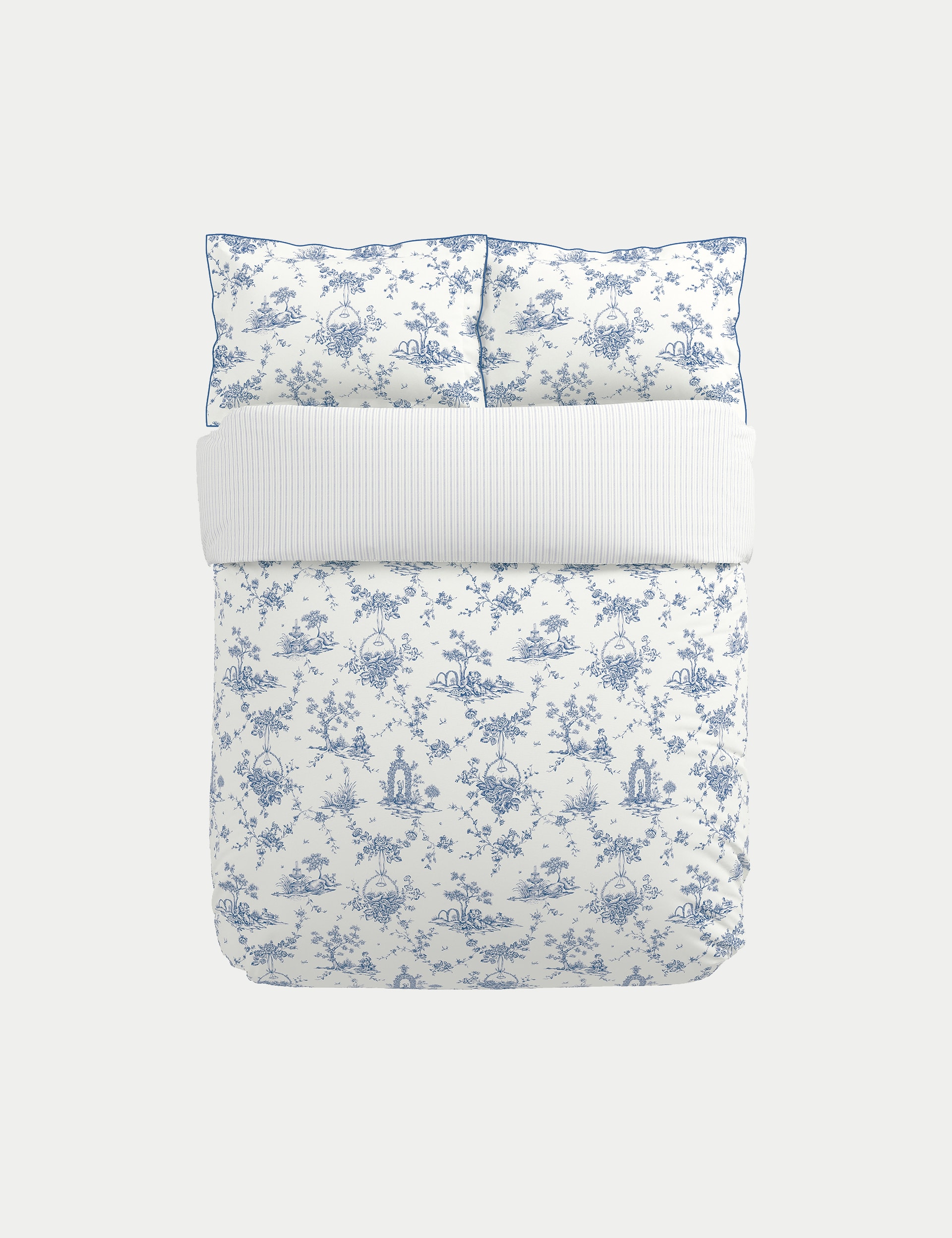 V&A Pure Cotton Garden of Love Bedding Set - DBL - Blue, Blue