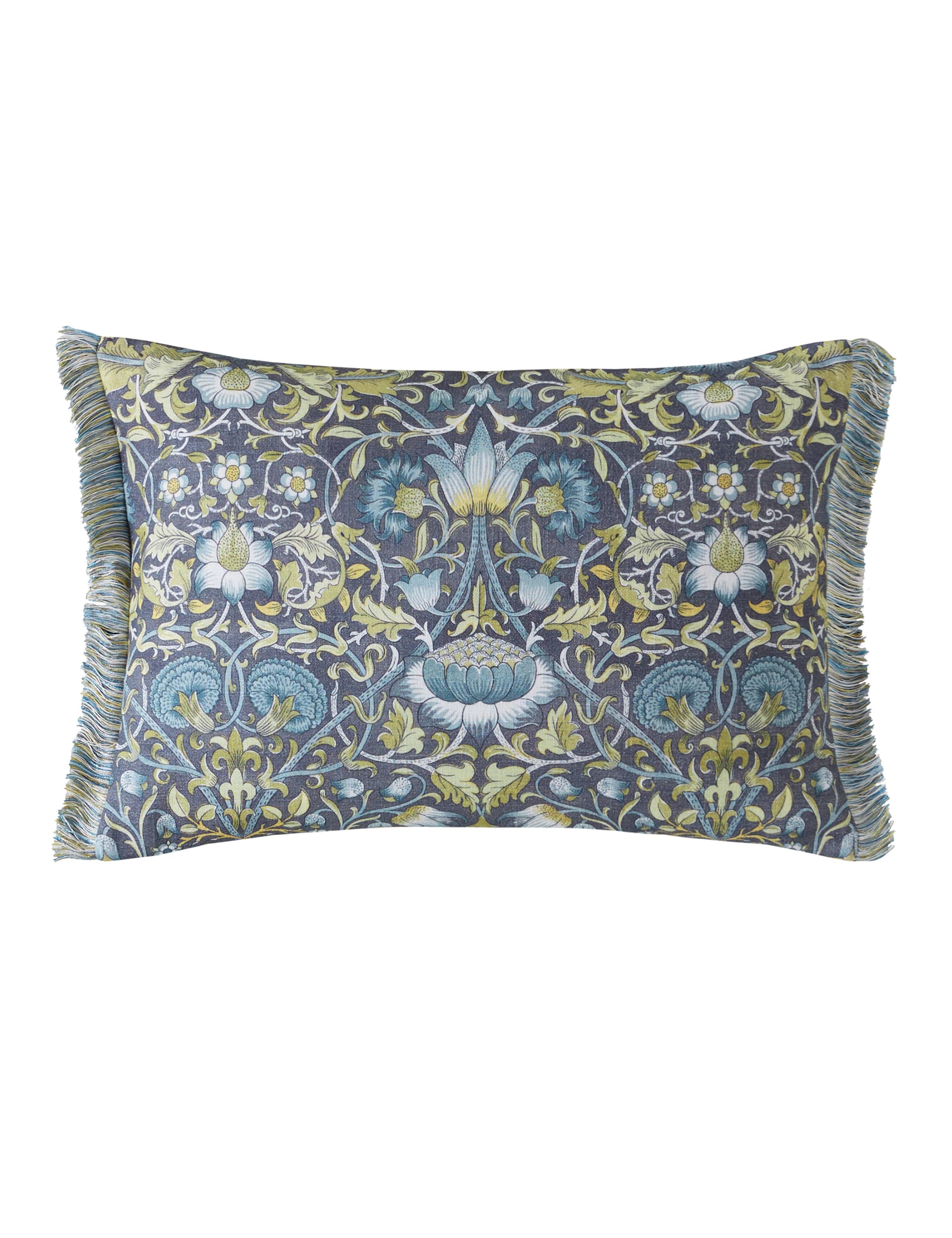 William Morris At Home Velvet Lodden Bolster Cushion - Prussian, Prussian