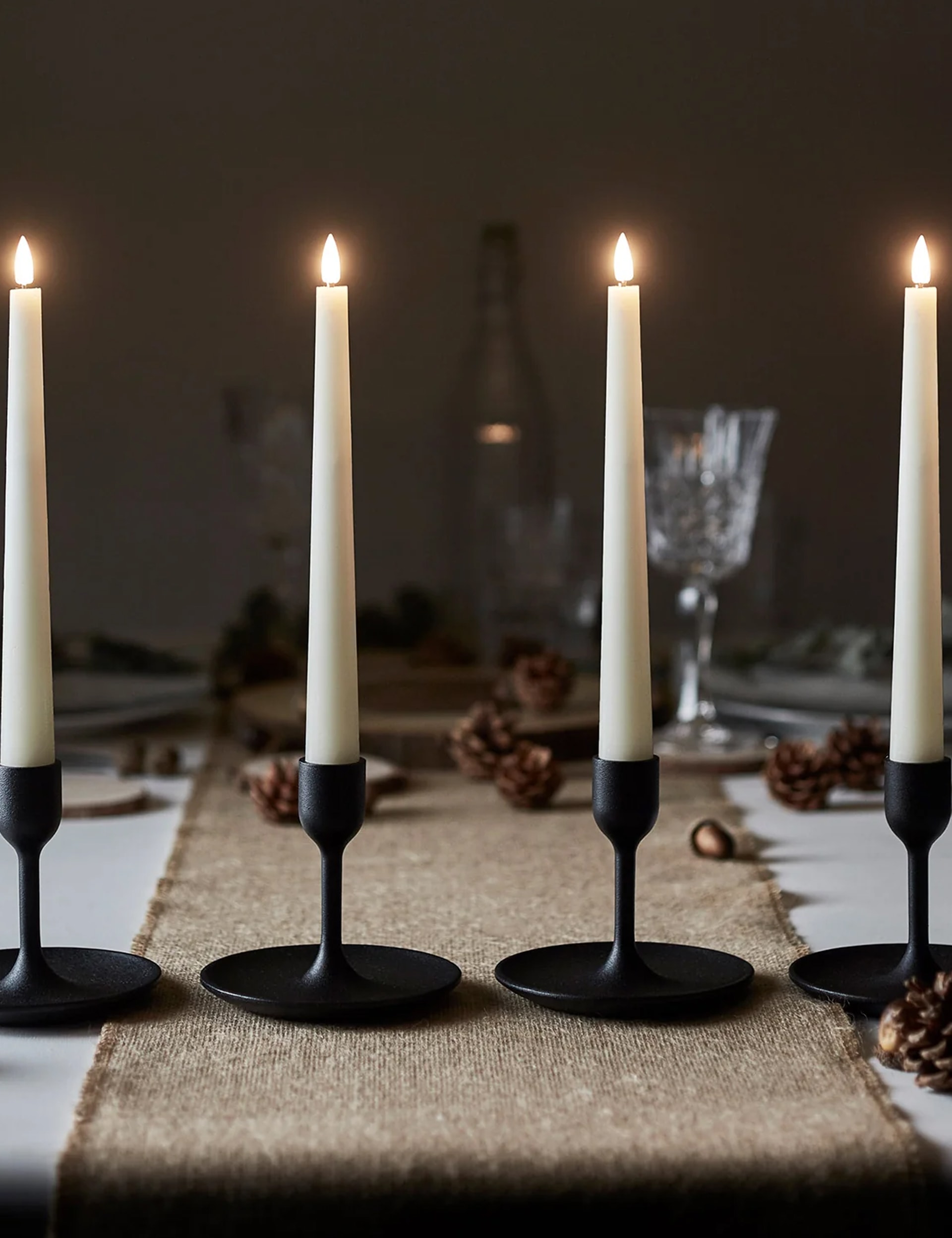 Lights4Fun Set of 4 TruGlow Dinner LED Candles - Ivory, Ivory