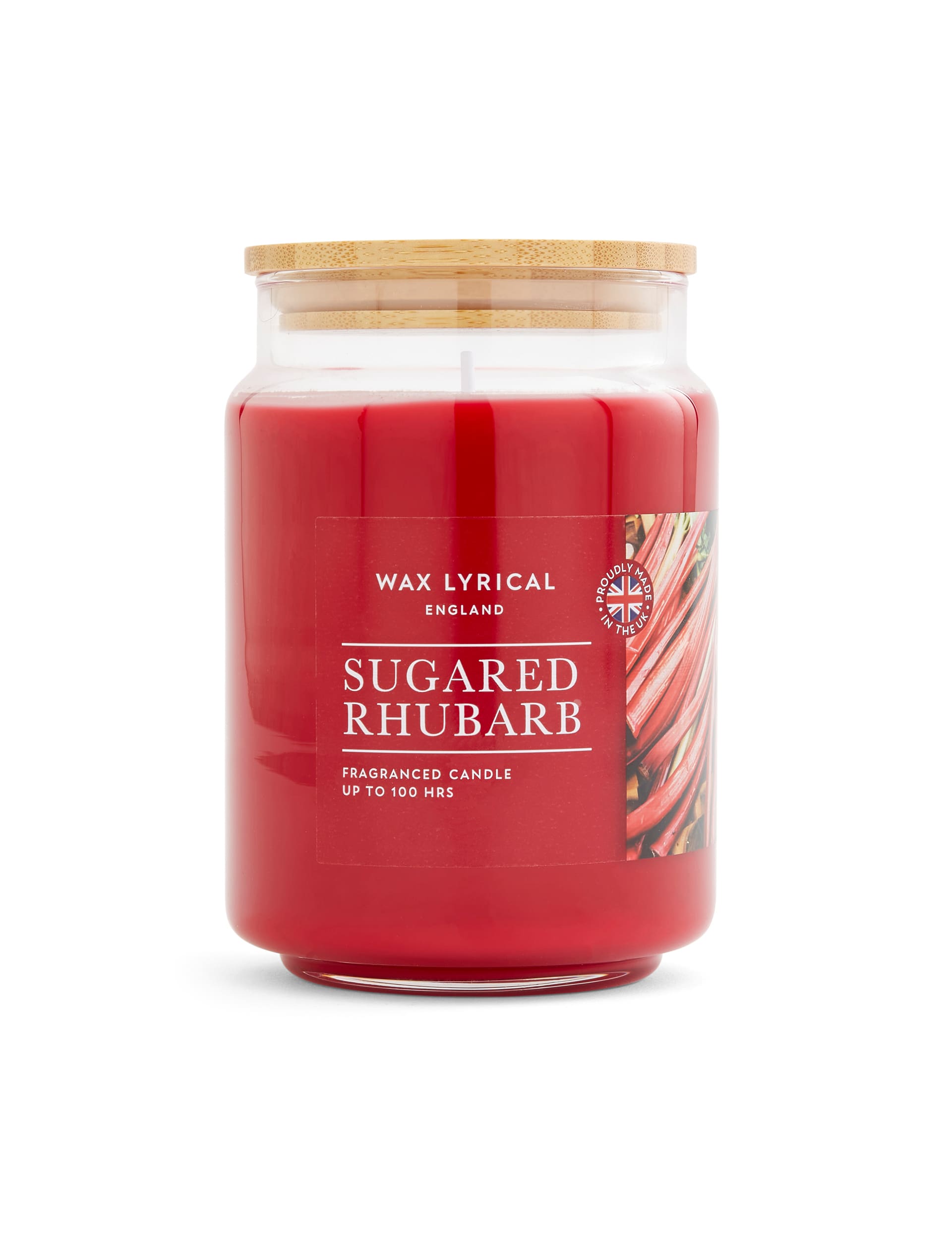 Wax Lyrical Sugared Rhubarb Jar Candle - Dark Red, Dark Red