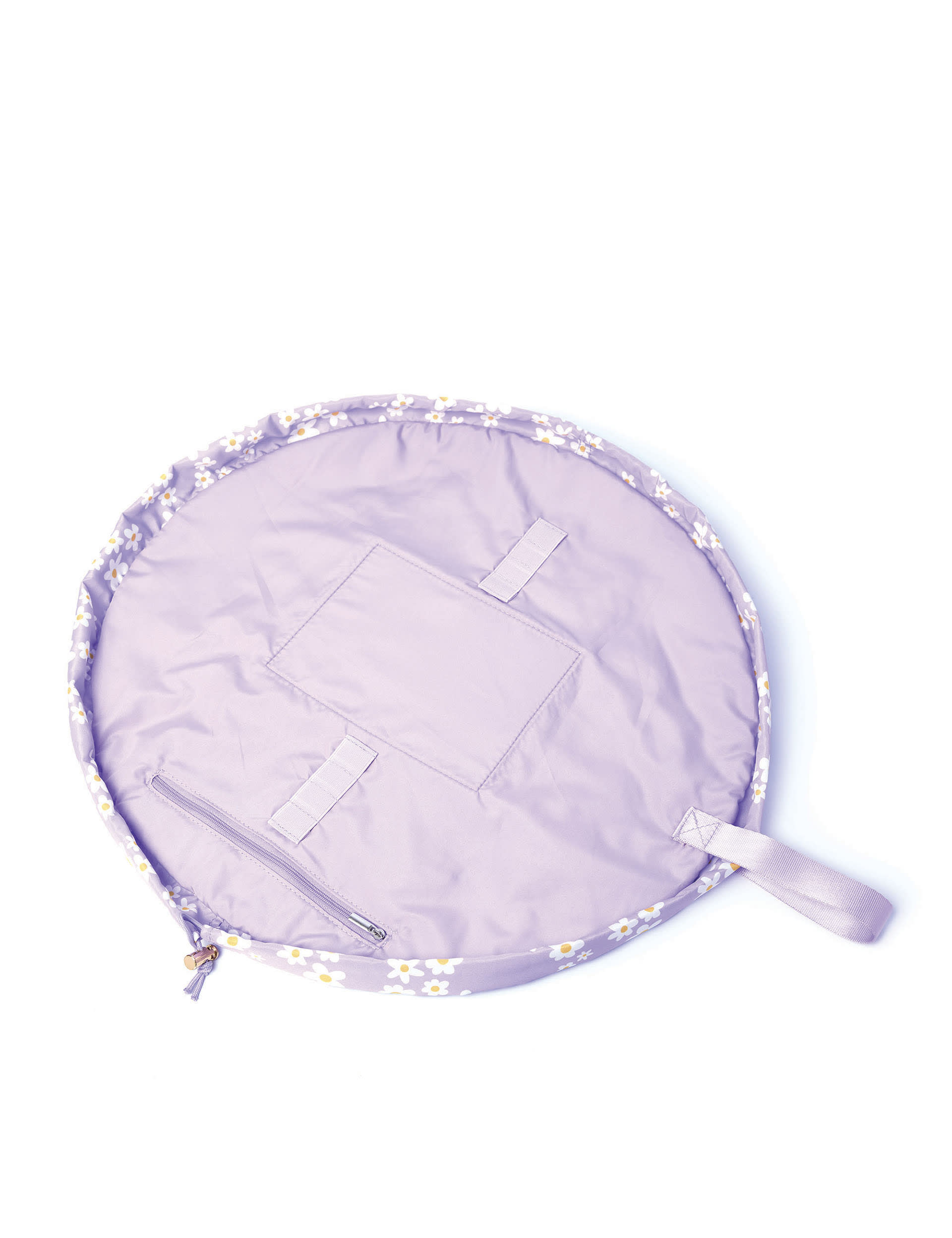 Flat Lay Co Women's Drawstring Flat Lay Makeup Bag In Lilac Daisy