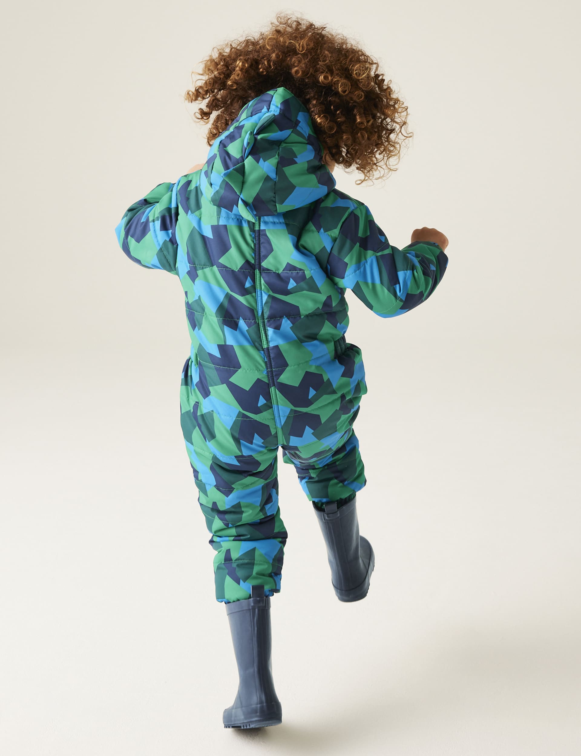 Regatta Boys Penrose Hooded Printed Puddlesuit (9 Mths-6 Yrs) - 9-12M - Blue Mix, Blue Mix,Brown Mix