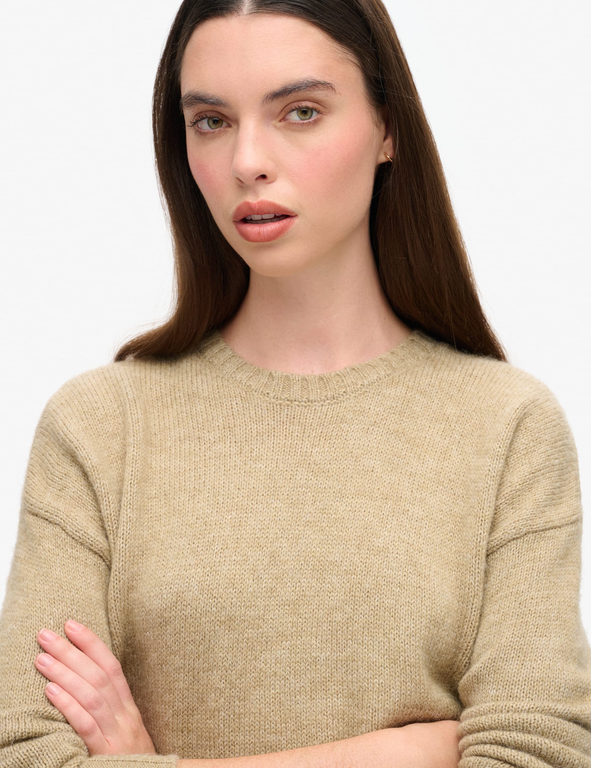 Superdry Women's Crew Neck Jumper with Wool - 12 - Brown, Brown