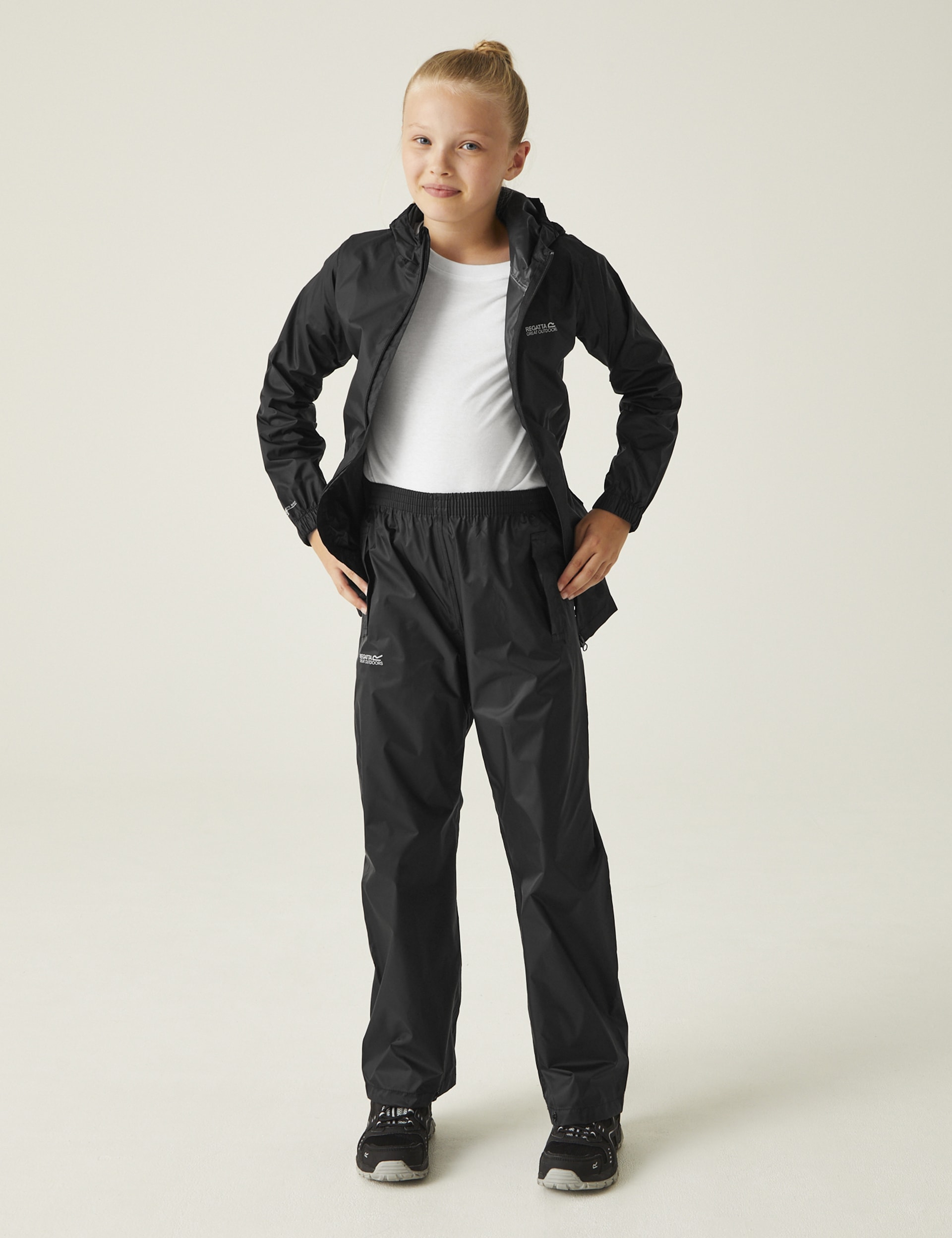 Regatta Boys Pack It Waterproof Overtrousers (3-14 Yrs) - 9-10Y - Black, Black