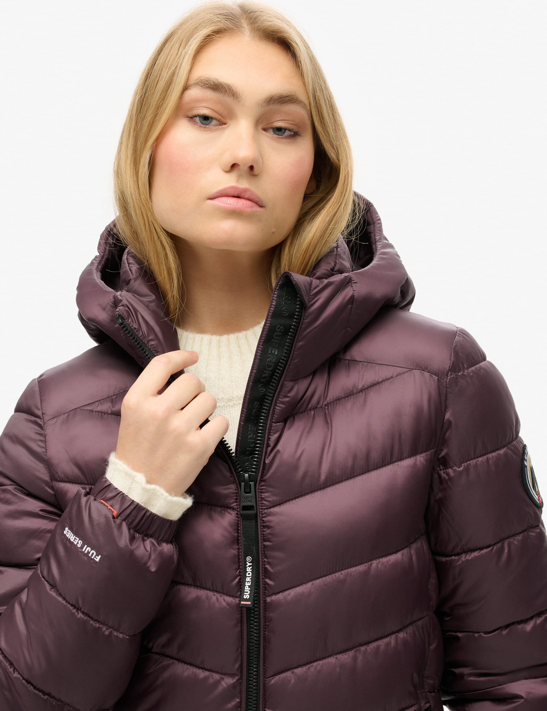 Superdry Women's Hooded Longline Puffer Jacket - 8 - Purple, Purple