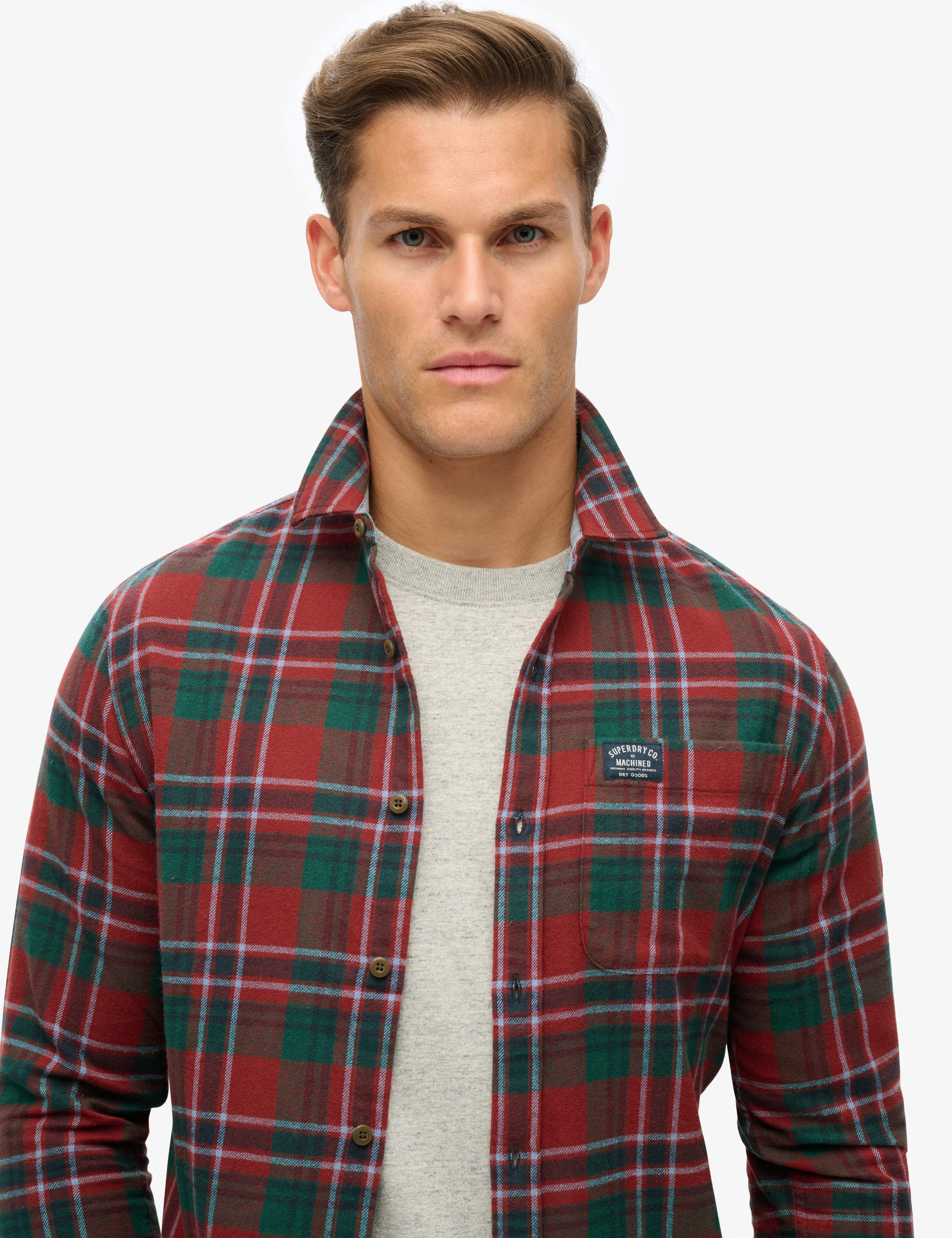 Superdry Men's Brushed Cotton Check Shirt - XL - Red, Red