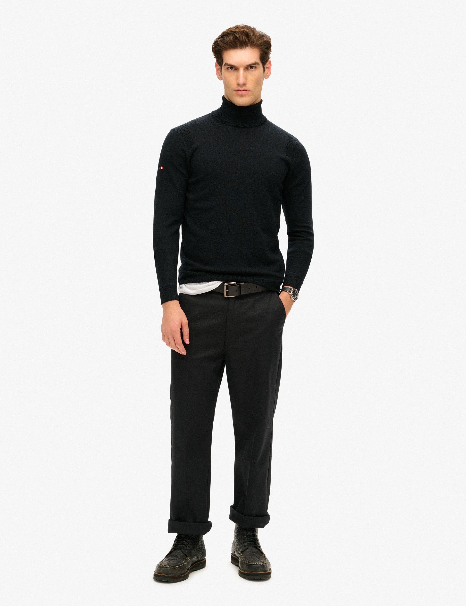 Superdry Men's Merino Wool Rich Roll Neck Jumper - Black, Black