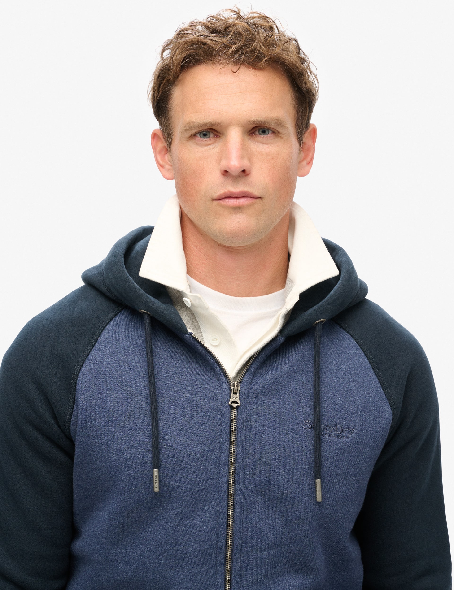 Superdry Men's Cotton Rich Zip Up Hoodie - L - Navy, Navy