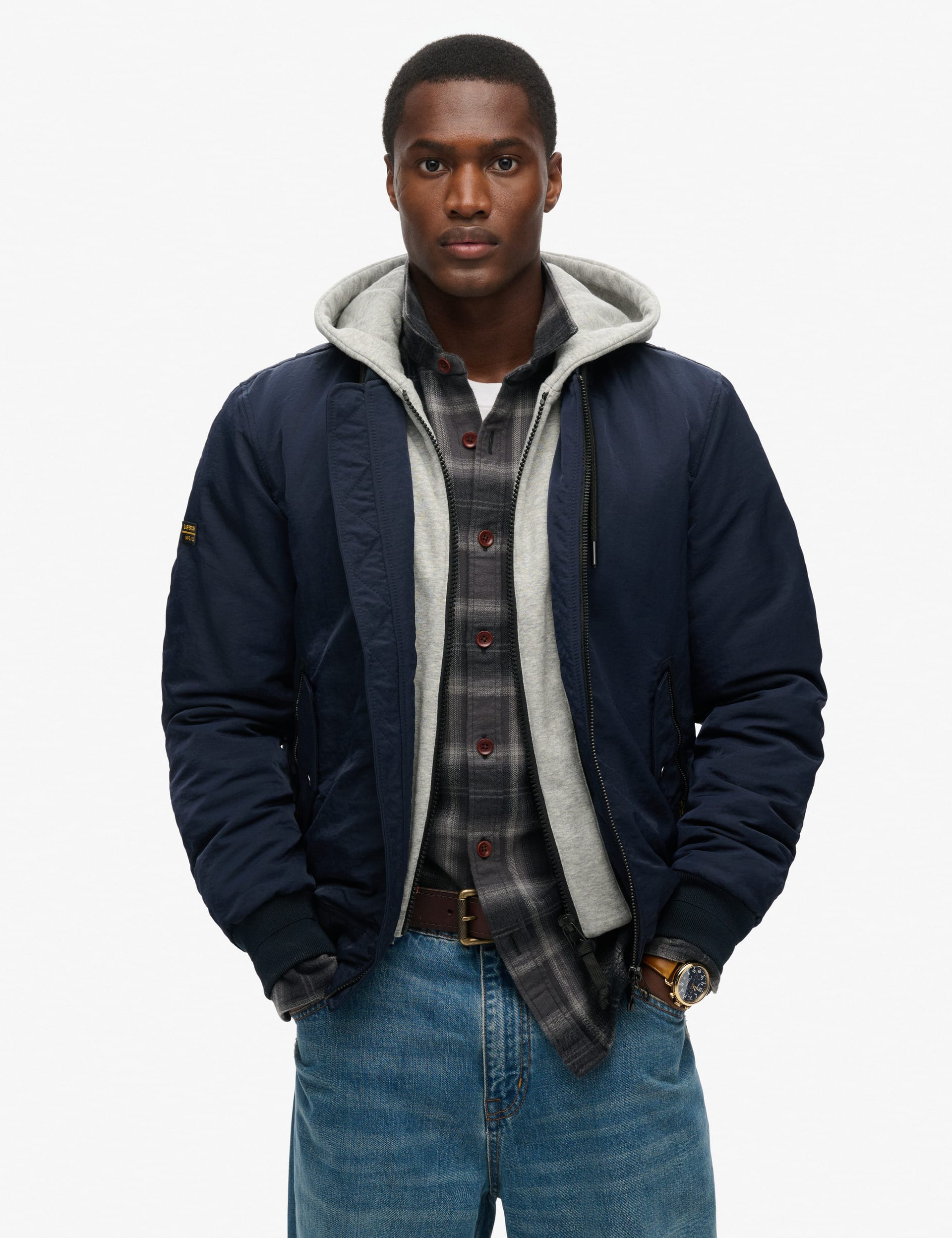 Superdry Men's Hooded Padded Utility Jacket - Navy, Navy