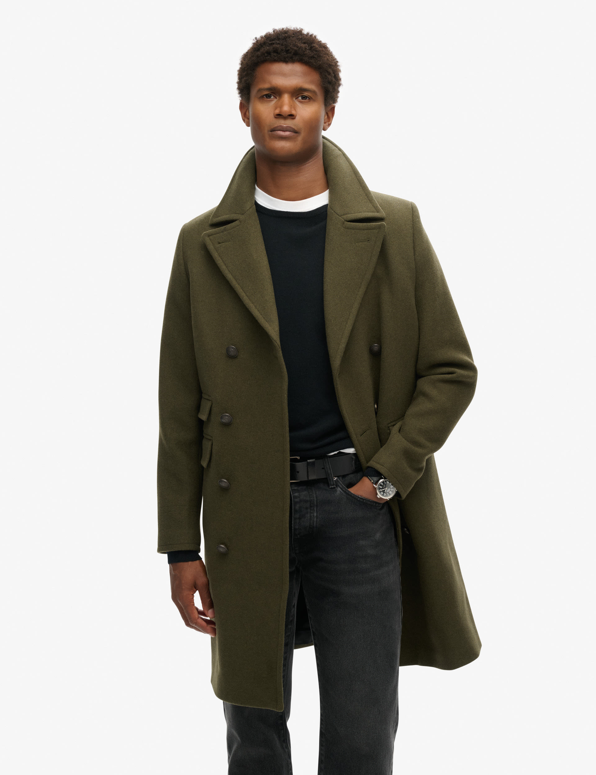 Superdry Men's Wool Rich Double Breasted Trench Coat - XXL - Green, Green