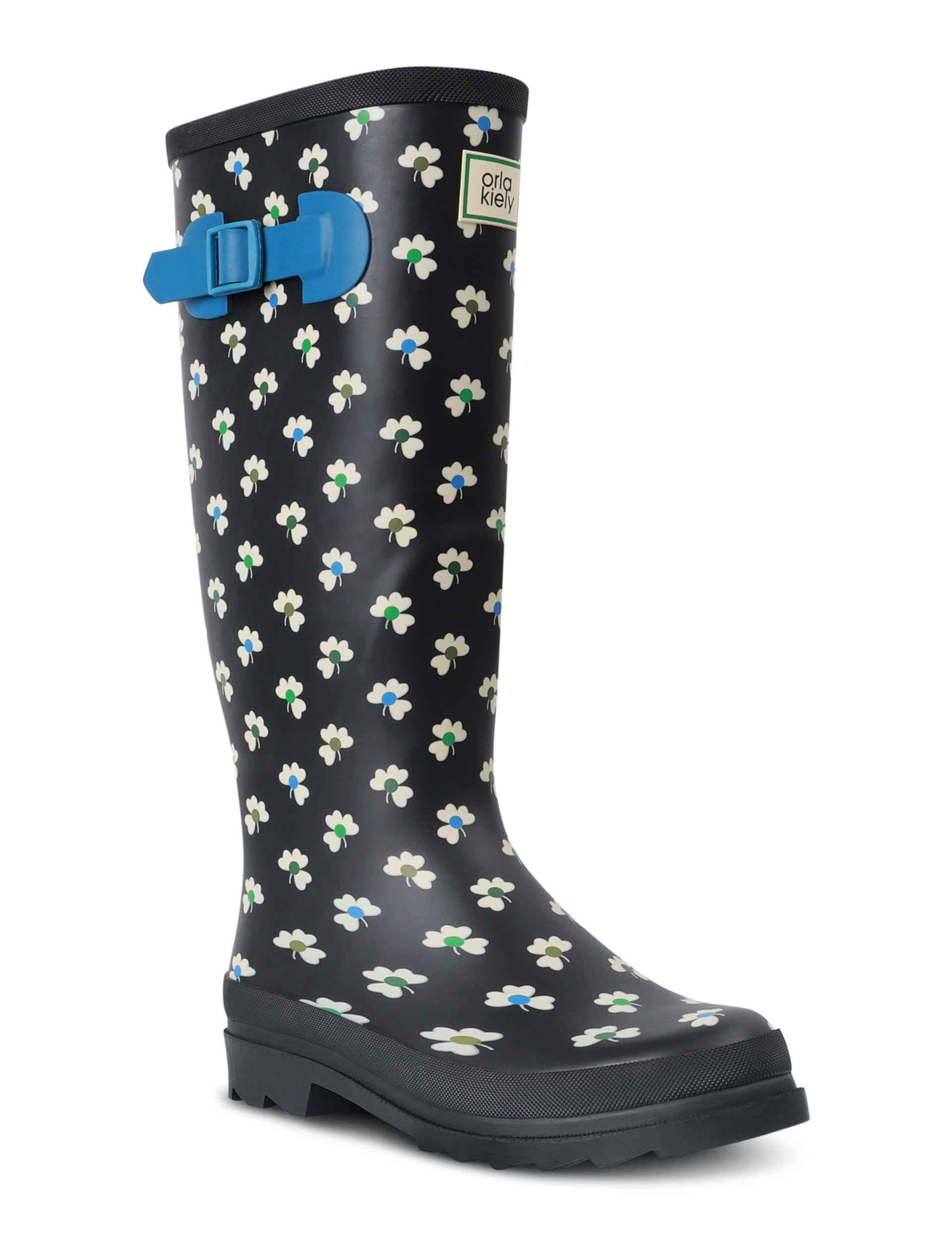 Regatta Women's Orla Kiely High II Floral Knee High Wellies - 5 - Black Mix, Black Mix,Blue Mix