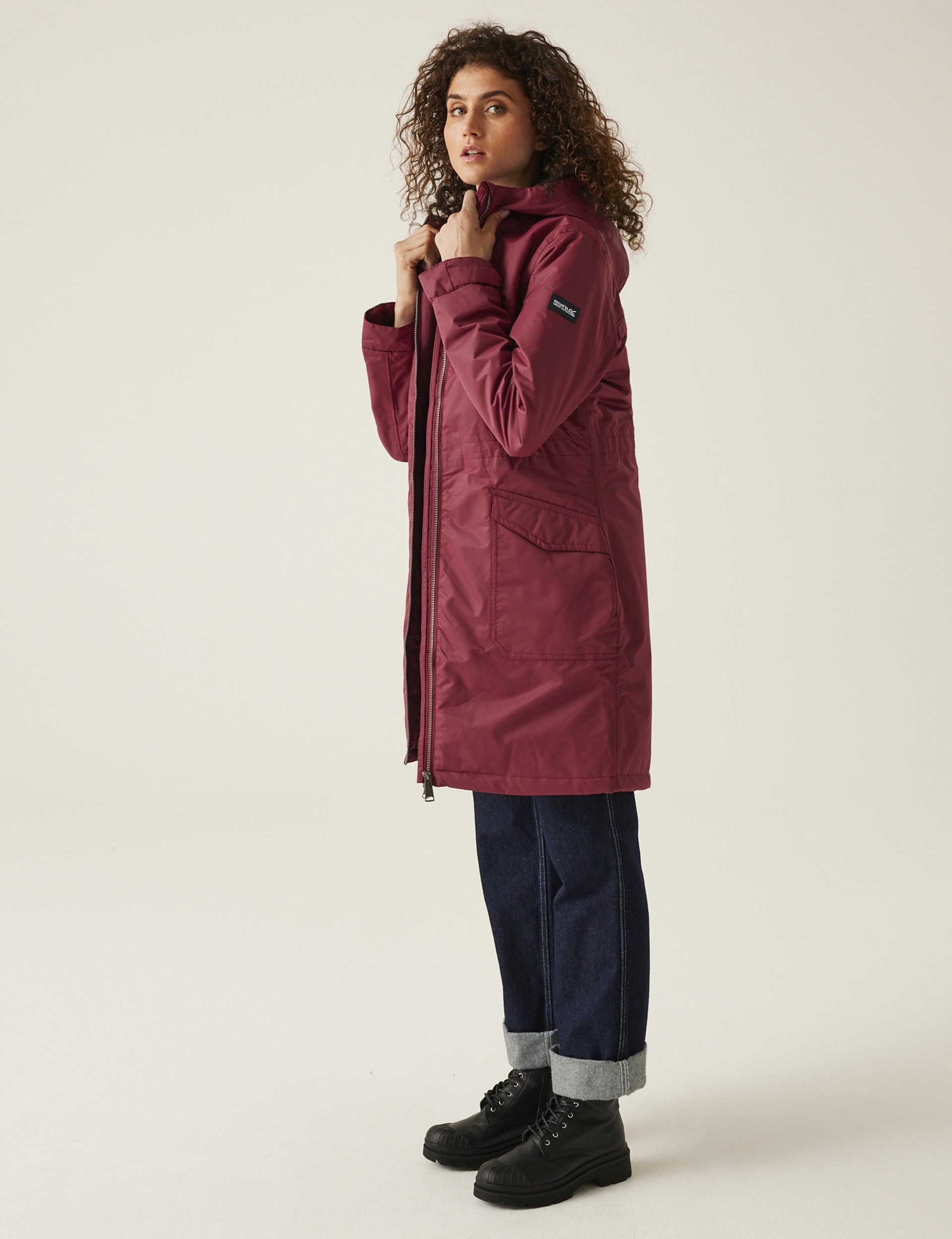 Regatta Women's Romine II Waterproof Hooded Raincoat - 12 - Dark Pink, Purple,Brown,Navy,Khaki,Dark 