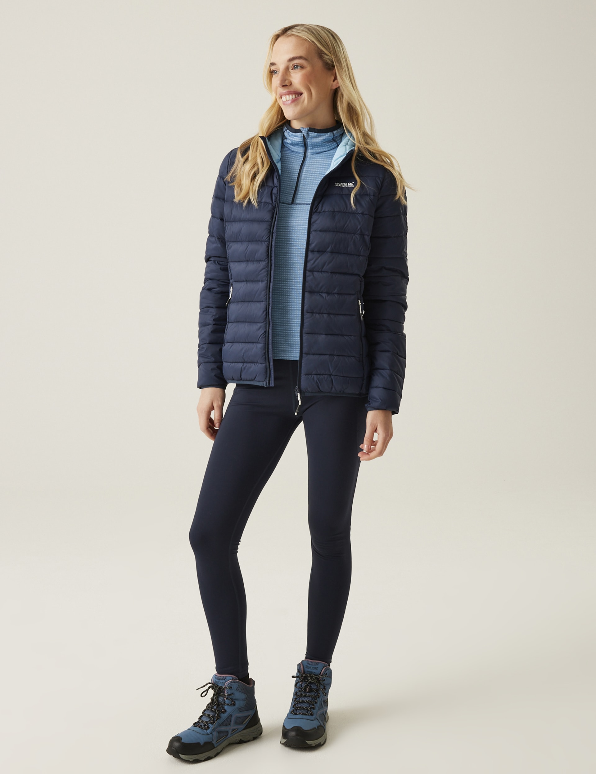 Regatta Women's Marizion Water-Repellent Hooded Padded Coat - 14 - Navy, Navy,Beige