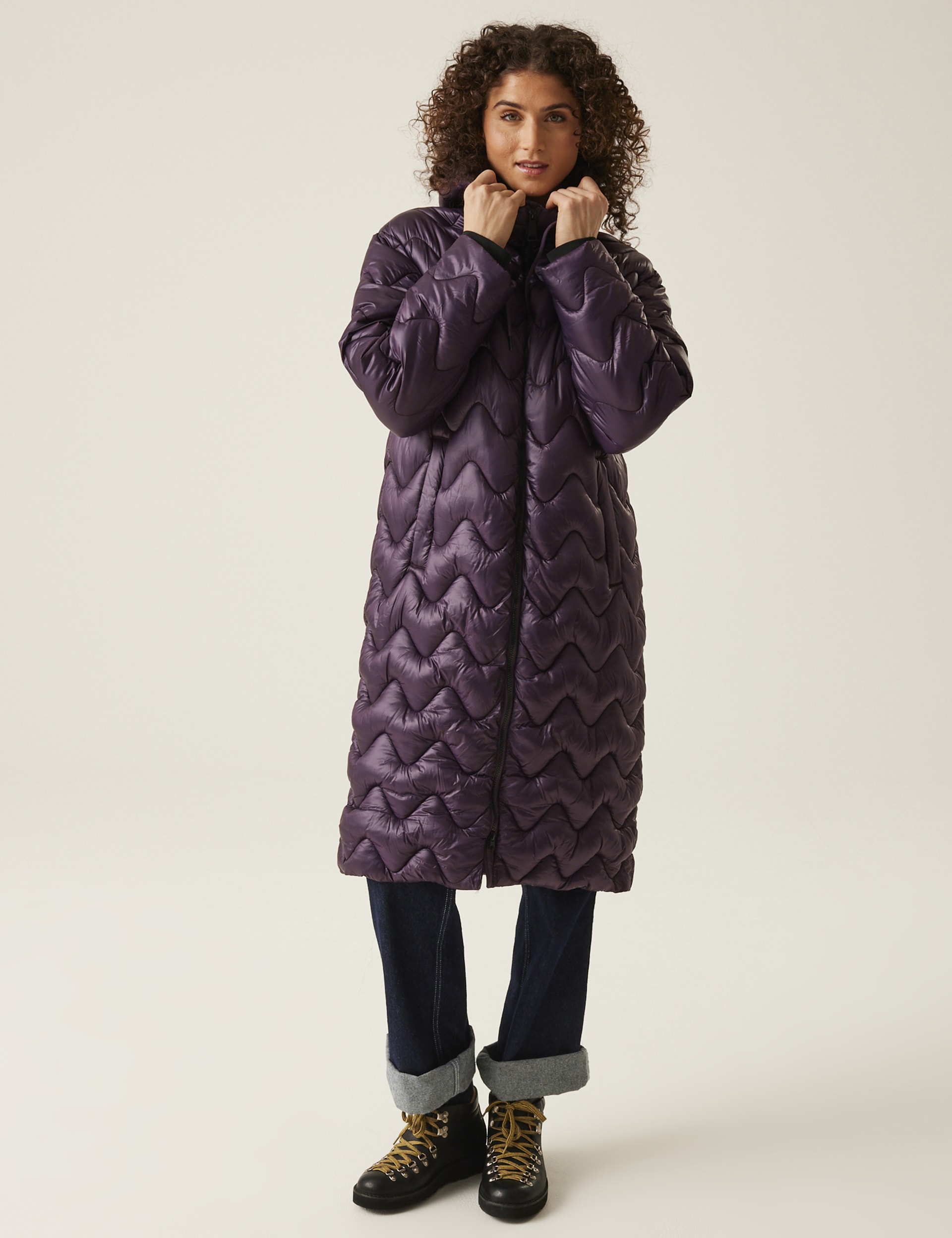 Regatta Women's Cambrie II Quilted Hooded Longline Coat - 14 - Purple, Purple,Khaki,Black