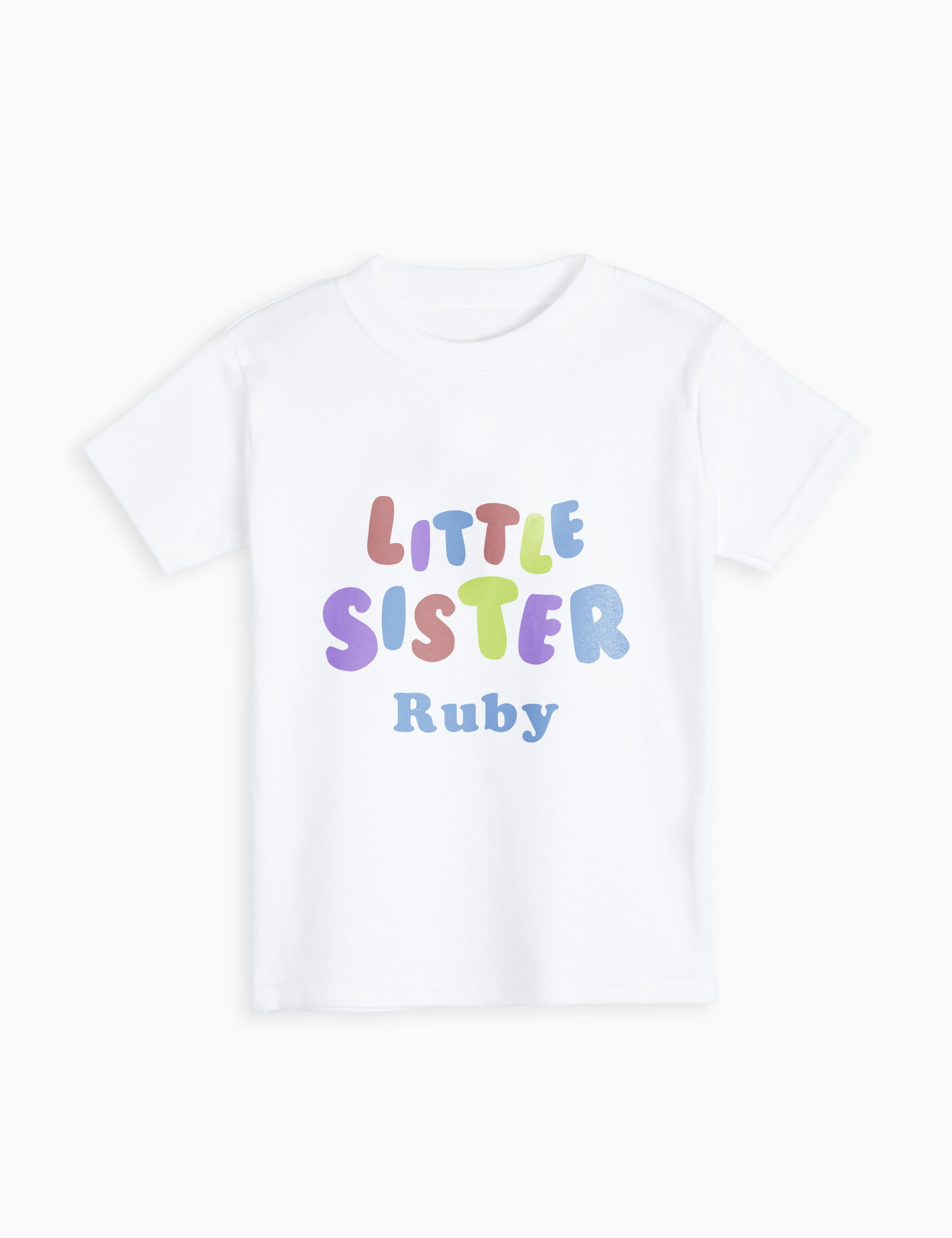 Dollymix Girls Personalised Little Sister T-Shirt (1-6 Yrs) - 2-3Y - White, White