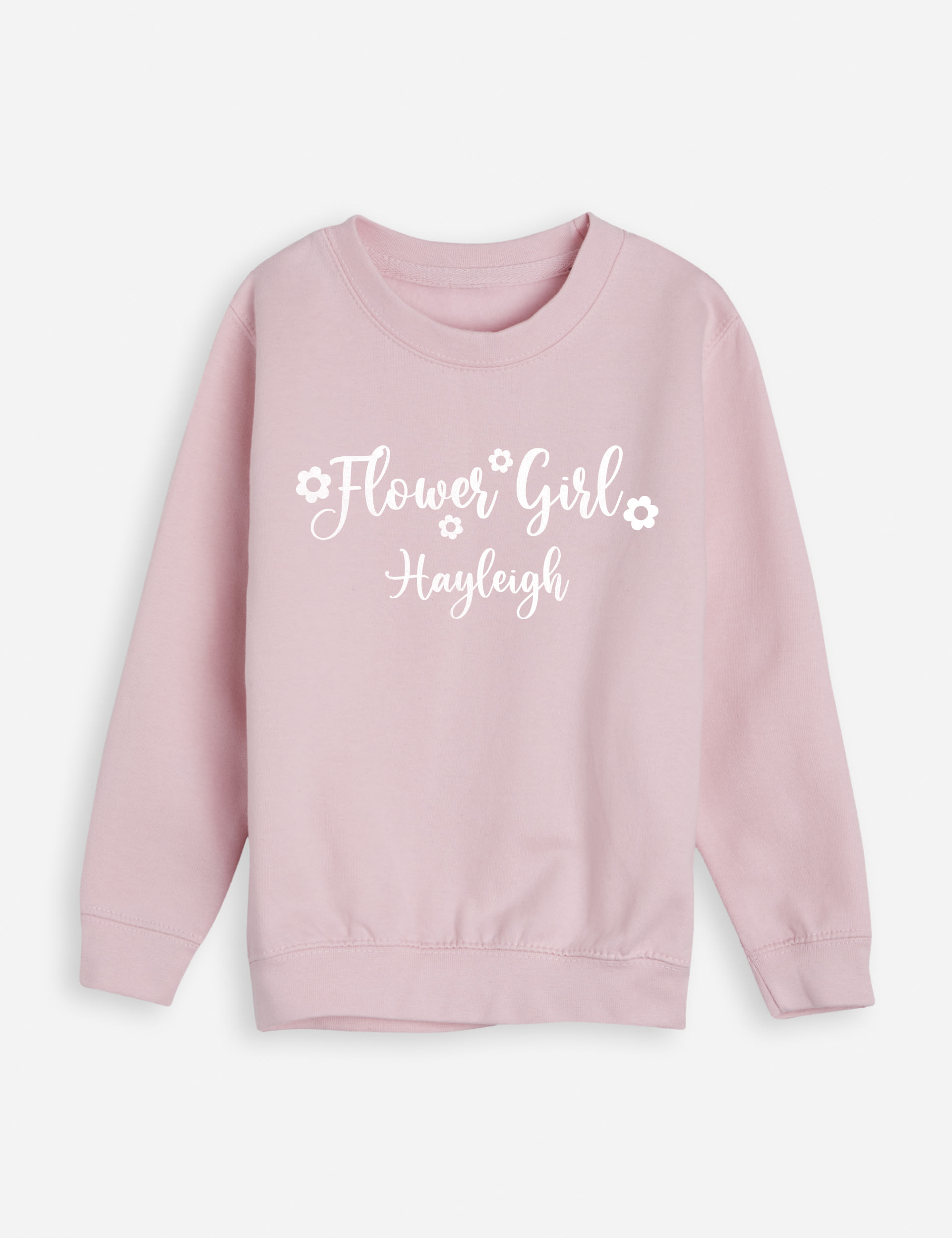 Dollymix Personalised Kids Flower Girls Sweatshirt (3-11 Yrs) - 3-4 Y - Pink, Pink